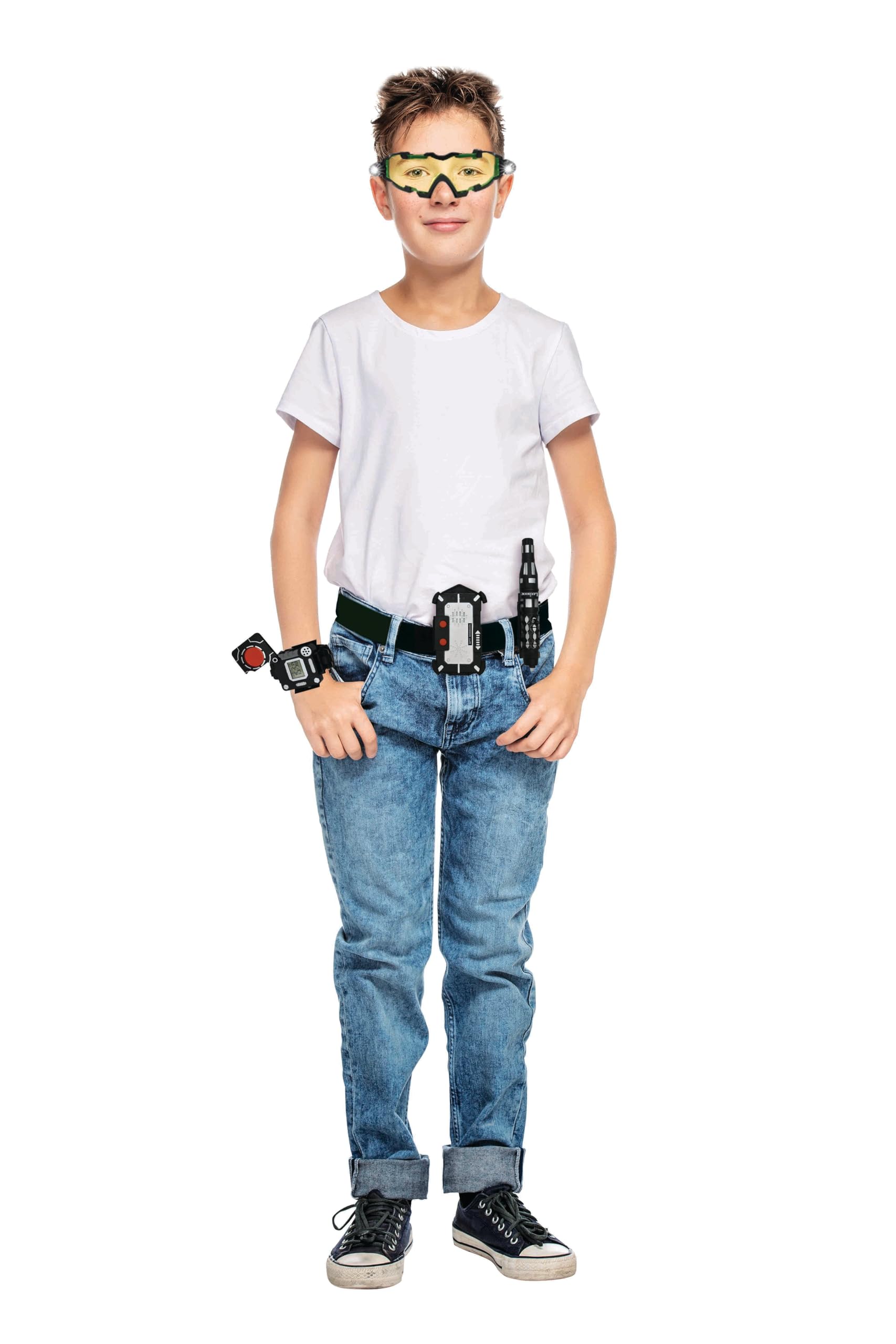 Lexibook, Spy Mission, Kit Completo da Spia (Penna a Inchiostro Invisibile, cambiavoce, Occhiali per la Visione Notturna, Orologio decodificatore), per Bambini, RPSPY10
