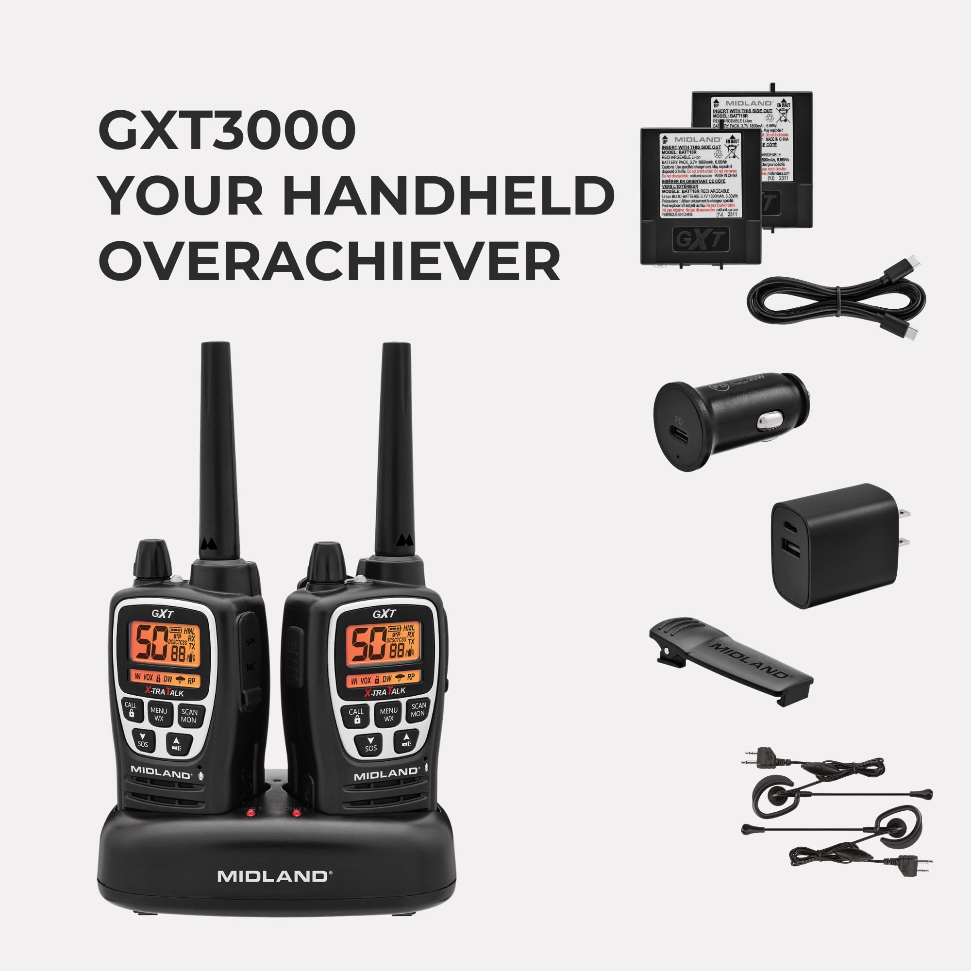 Midland GMRS Radios - 2 Pack, Black -6