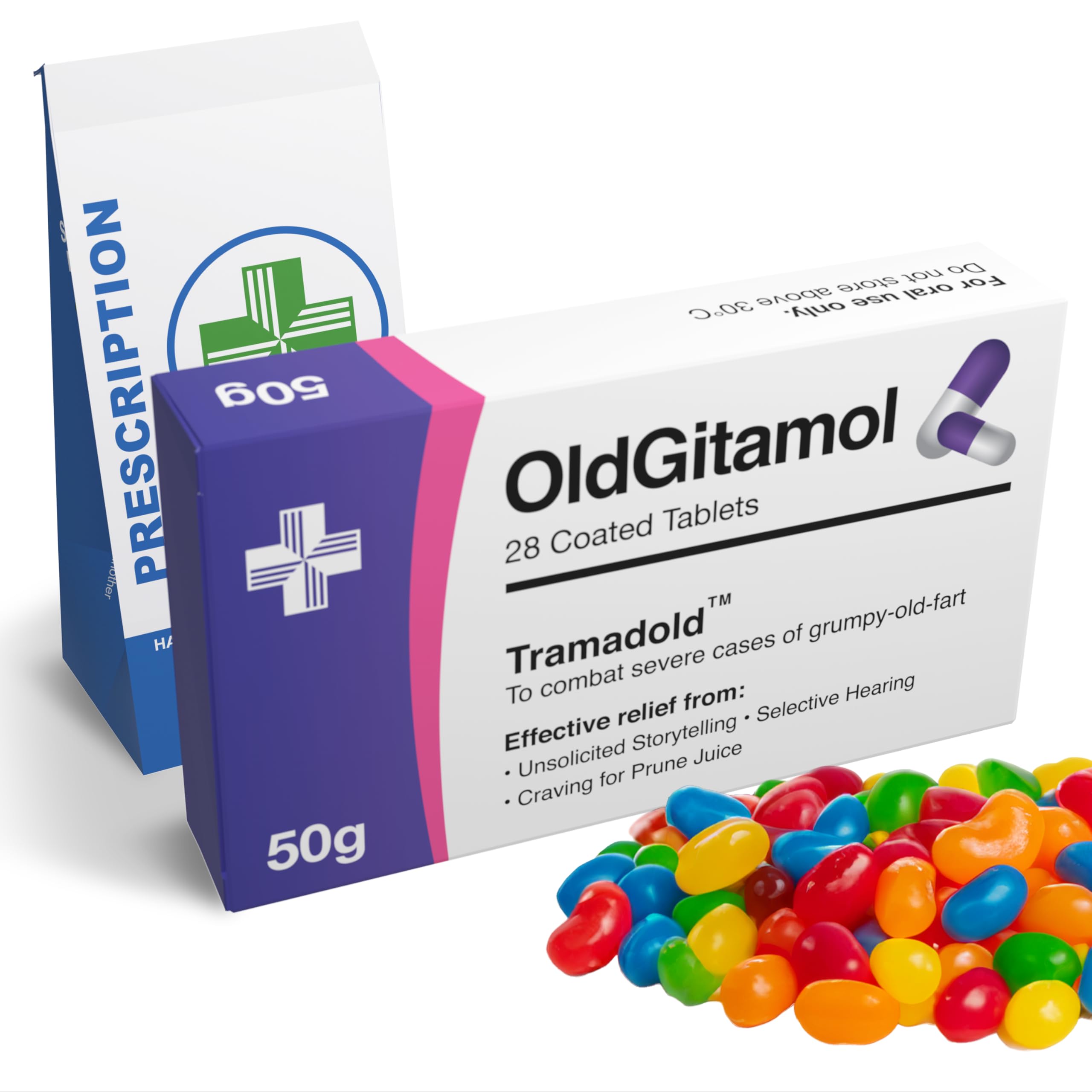 OldGitamol Jelly Beans, Funny Birthday Gift for Him, Over The Hill Gag Gifts for Men, Unique Novelty Christmas Gift for Secret Santa, 30th, 40th, 50th, 60th Birthday Joke Stocking Stuffer Retirement