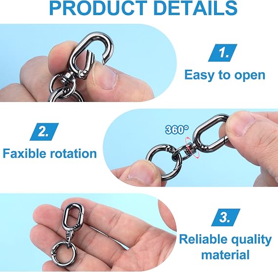 OIIKI 2 Sets Double Opening Swivel Clasp Clips, Metal Snap Hooks, Black