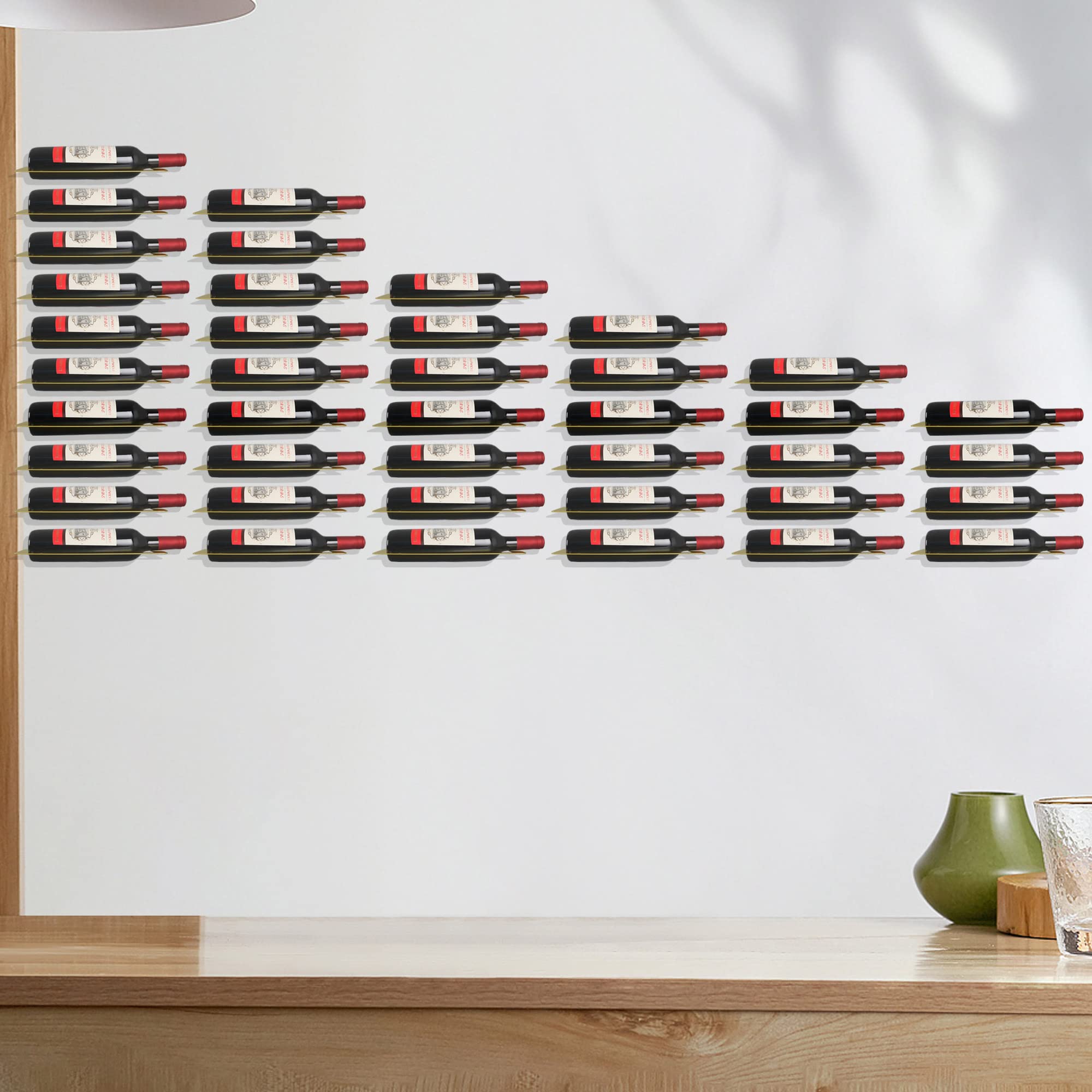 XMANTSEA Wine Rack Wall Mounted, Black Metal Iron Hanging Wine Bottle Holder, Wall Display Rack for Standard Wine Bottles, Rustic Wine Storage for