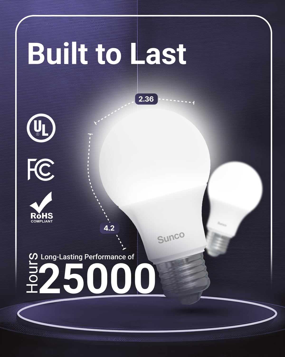 Sunco 72 Pack A19 LED Light Bulbs, [Focos para Casa], E26 Base Lamp Bulb for Bedroom Bathroom, 850 LM, 8W (60W Equivalent), 5000K Daylight, Non-Dimmable, 25000 Lifetime Hours UL.