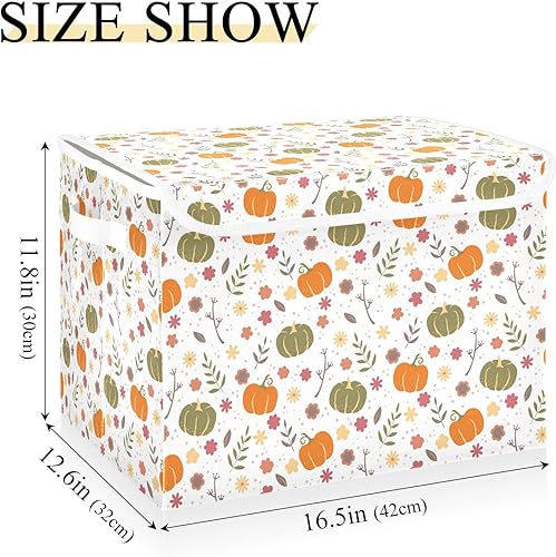 Miniatura 2 de Thanksgiving Pumpkin Pattern Storage Containers With Lids Collapsible Closet Storage Bags For Clothes for Toy Storage Dormroom Storage