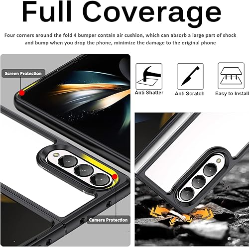 Miniatura 4 de Miimall Funda compatible con Samsung Galaxy Z Fold 4 2022, carcasa plegable ultrafina y gratuita, parte trasera transparente de policarbonato duro
