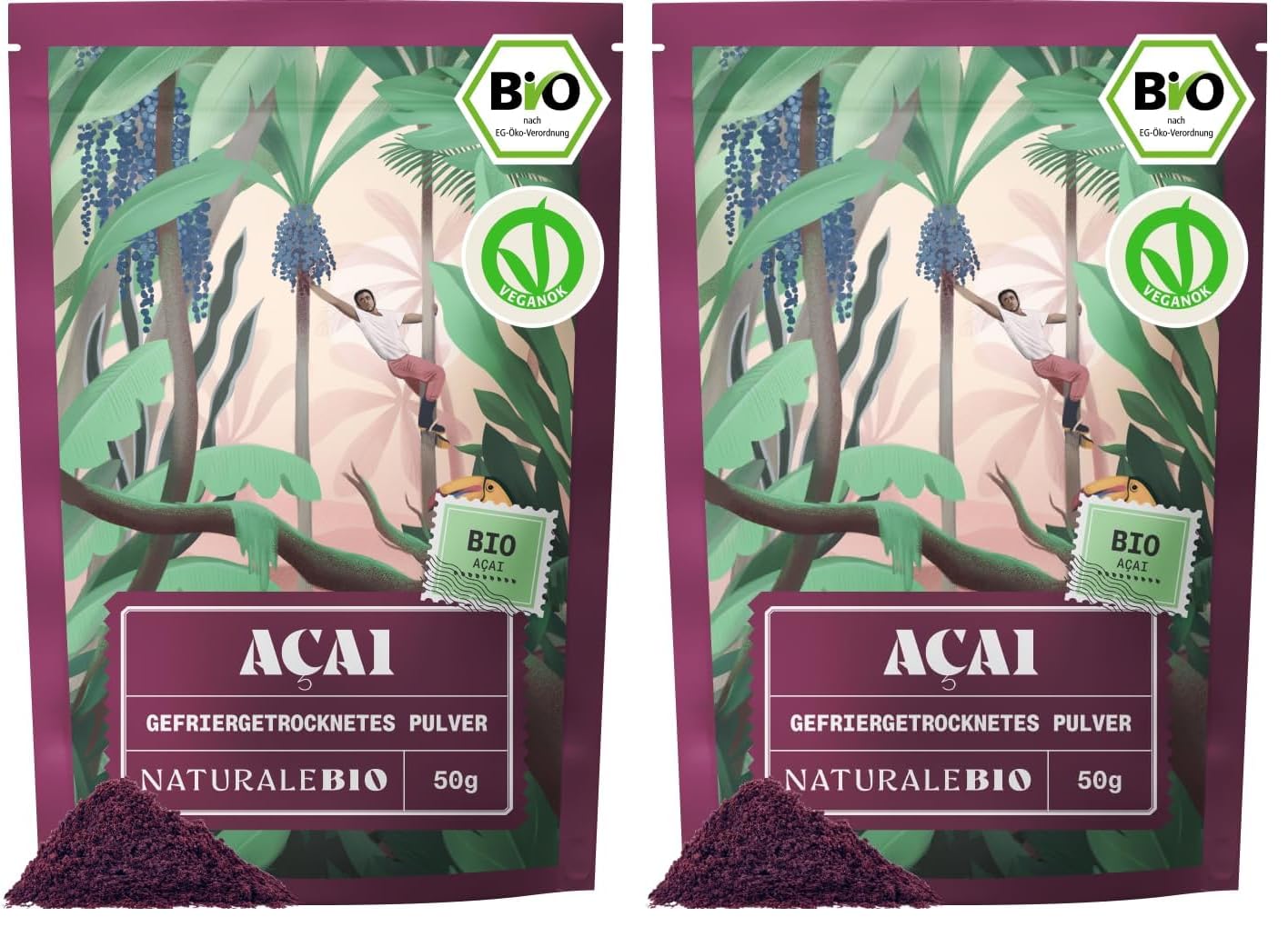 NaturaleBio Bio Acai Pulver Gefriergetrocknet Superfood