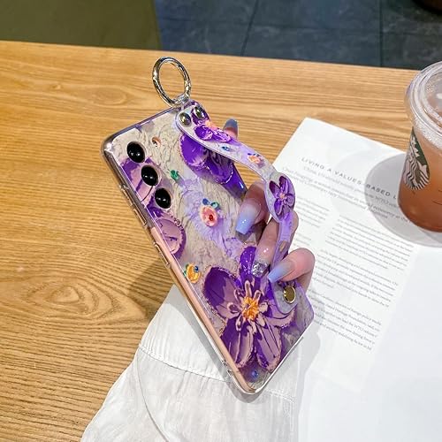 Miniatura 10 de Meishangmei Funda para Samsung Galaxy S21 NO Plus Sparkle Bling con soporte de correa de 6.2 pulgadas, 5G, bonito patrón IMD chapado de silicona a