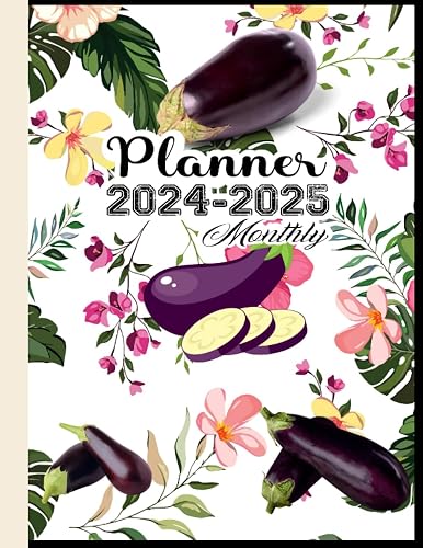 Eggplant Gift: Aubergine Pattern Monthly Planners: Two (2) Years Monthly Planner &amp; Personal Scheduler, Logbook with 24 Months Calendar