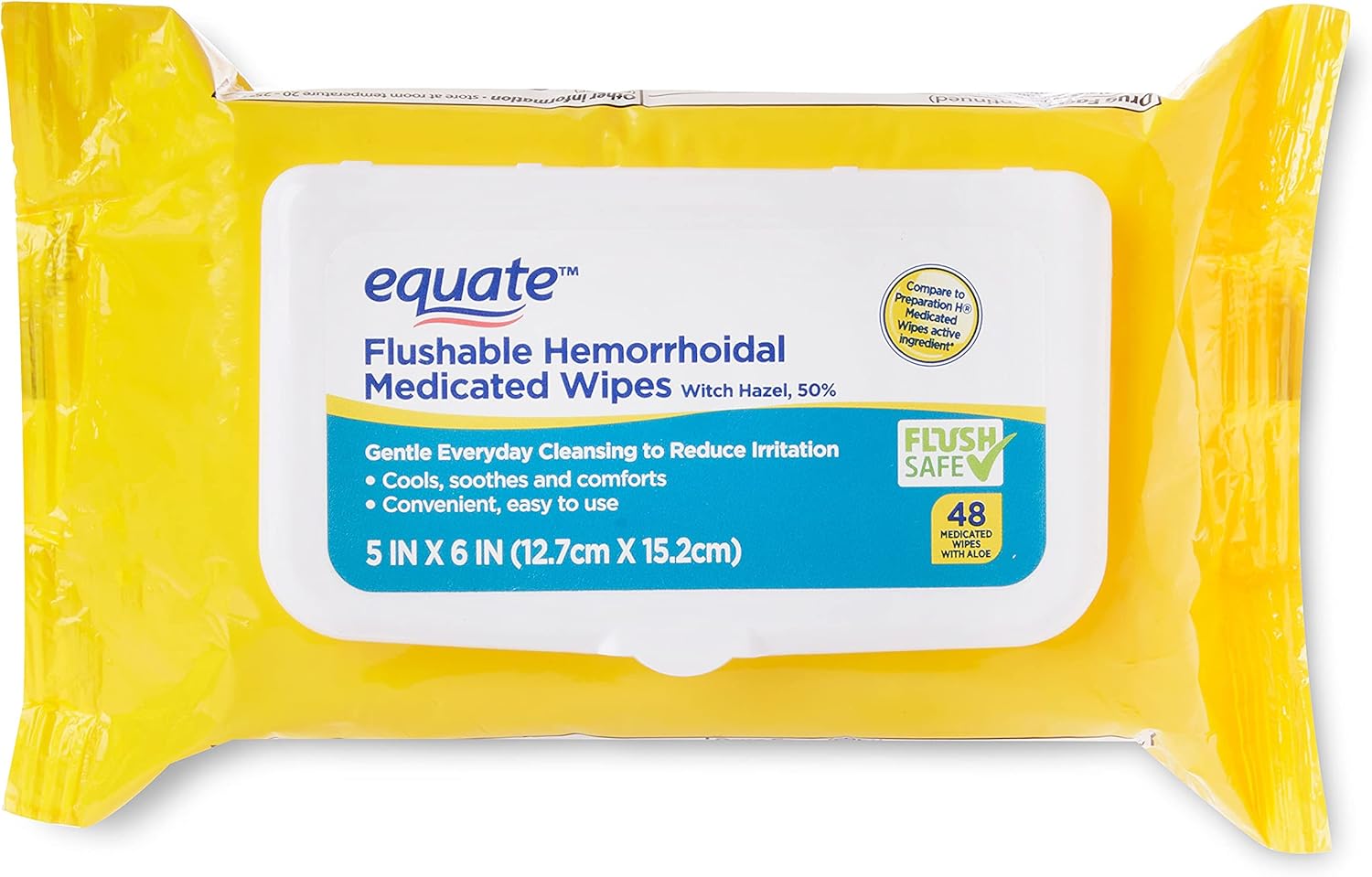 Equate Flushable Hemorrhoidal Medicated Wipes, 48 count