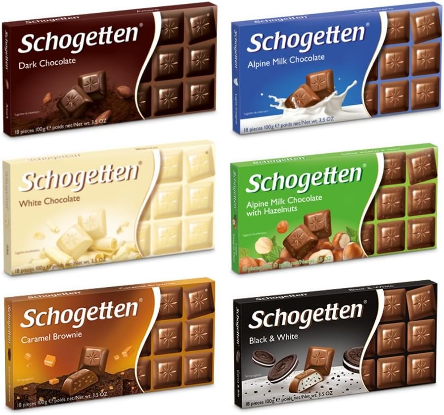 Schogetten Assortment of German Pre-Selected Chocolates (Bundle of 6 bars)
