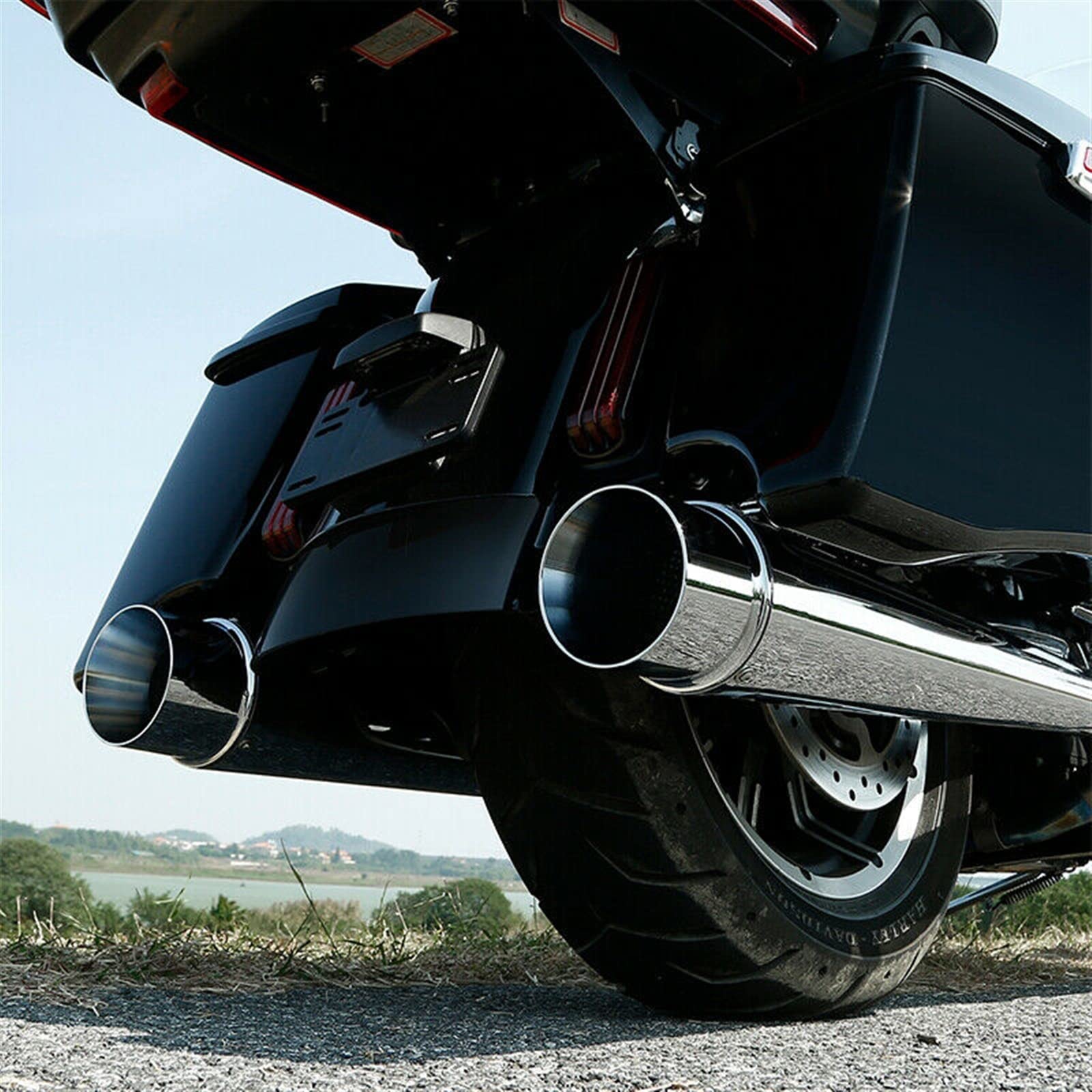 Moto 4 "Megafono Slip-On Silenziatori Di Scarico Per Harley Bagger Touring Electra Glide Road King 1995-2016