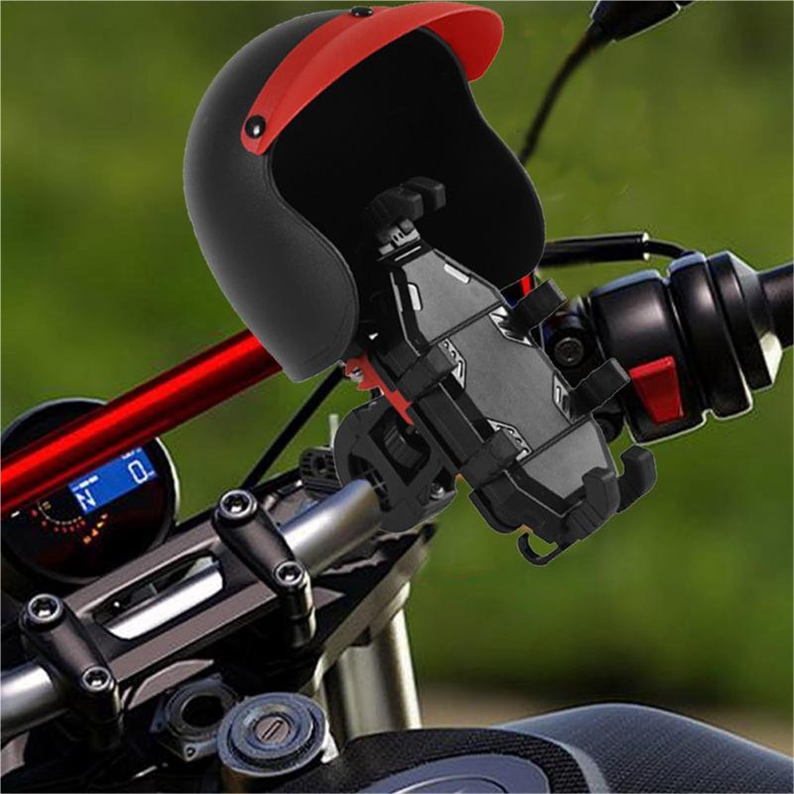 Soporte para Teléfono De Motocicleta con Abrazadera Antivibración Y Motor Giratorio para Casco Pequeño, Soporte para Manillar De Teléfono Móvil.