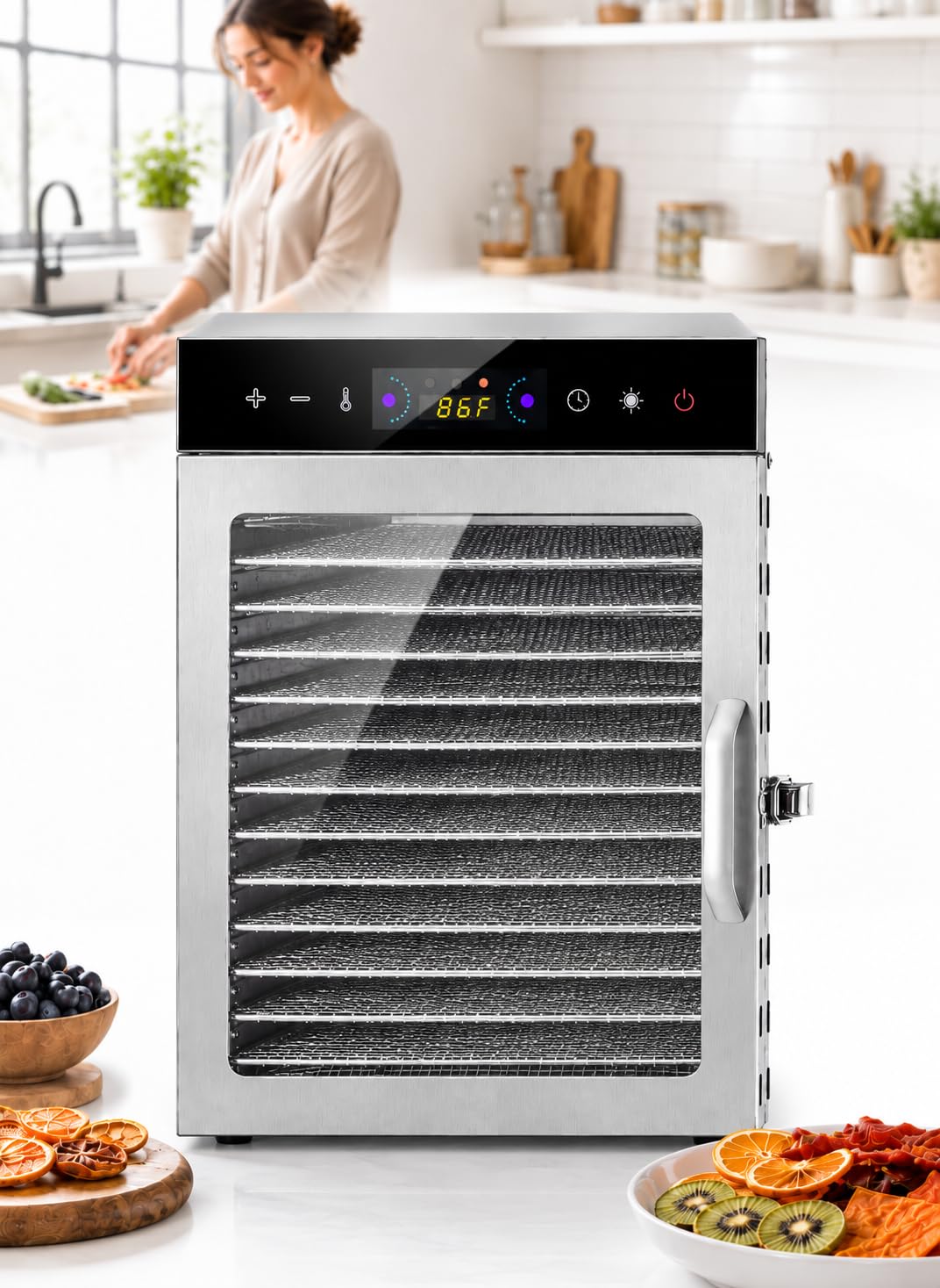 Essiccatore Alimenti A 12 Strati Timer Corpo In Acciaio Inossidabile