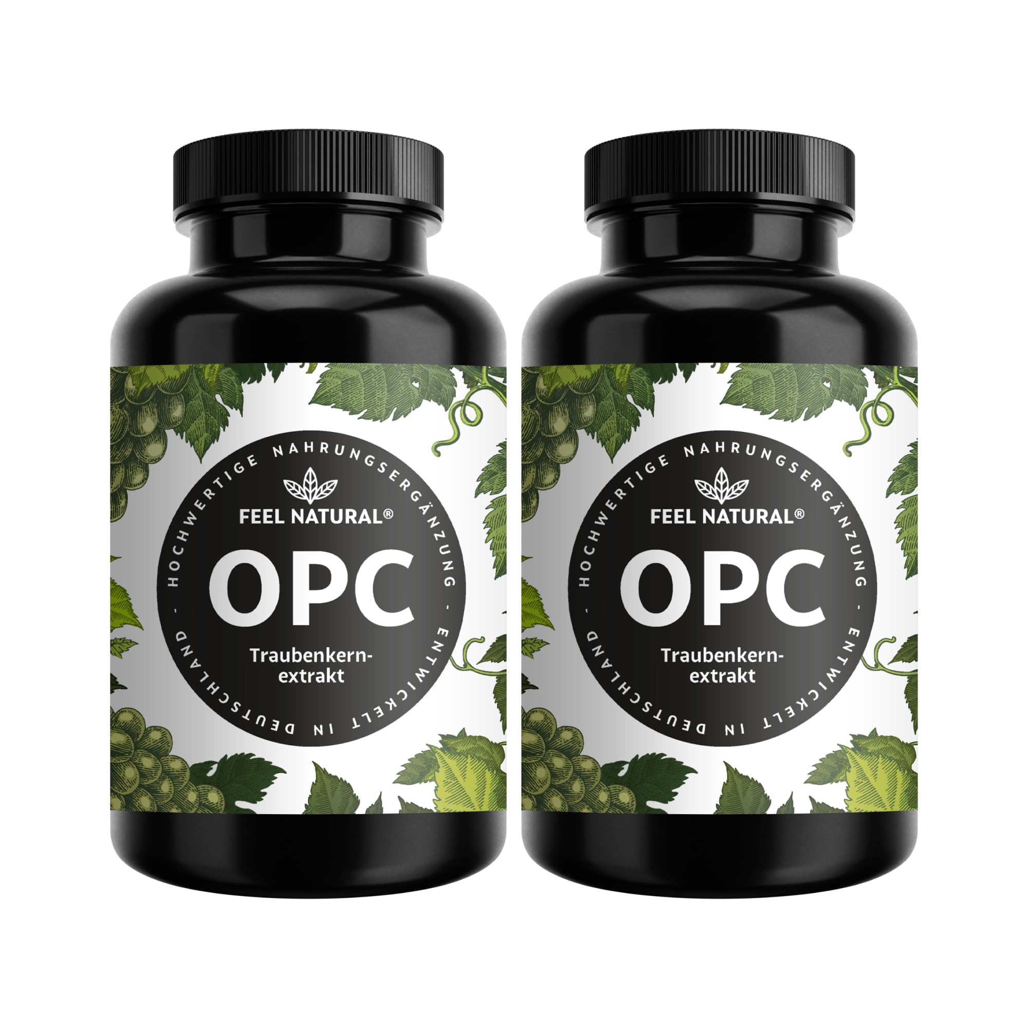 OPC Traubenkernextrakt 2er Set– 2x 240 Kapseln mit 1.000mg Traubenkernextrakt – höchster OPC-Gehalt laut HPLC – aus französischen Weintraubenkernen – vegan, hochdosiert, in Deutschland entwickelt