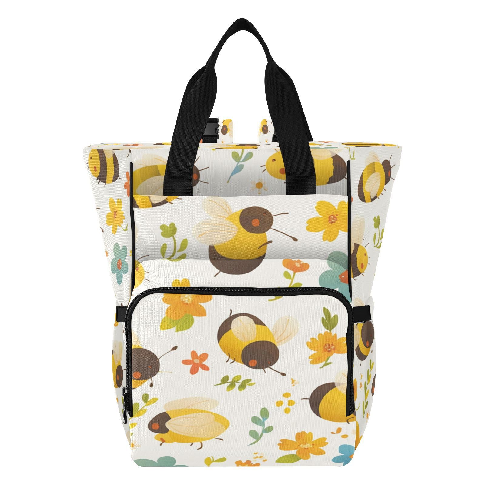 Lindas Abejas Flores Mochilas de Pañales para Gran Capacidad Pañal Bolso Mochila para Viajar al Aire Libre Mamá y Papá