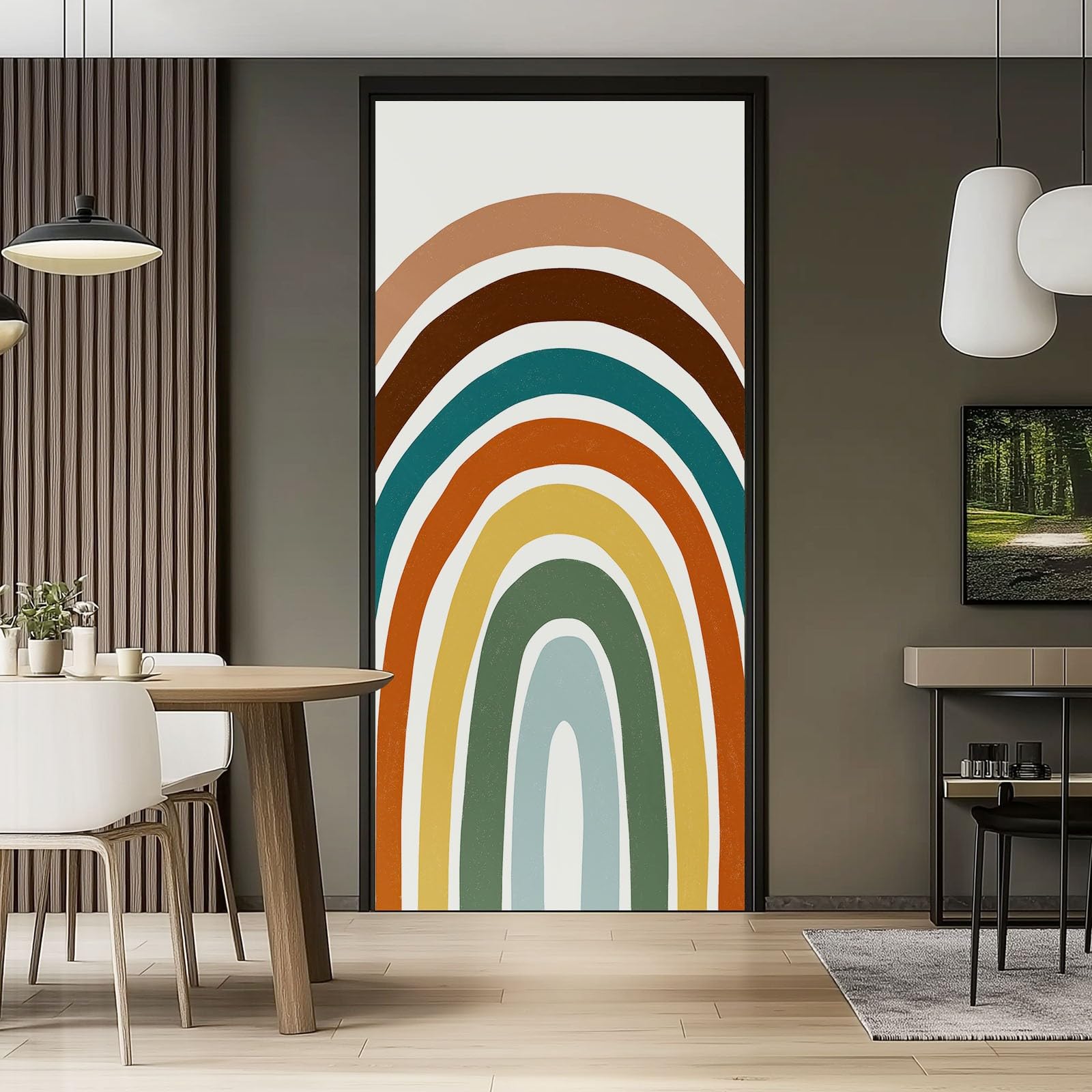 Naklejka na drzwi, samoprzylepna, 80 x 210 cm, prosty plakat na drzwi - tęczowe paski, trwała i wodoszczelna, fototapeta, folia na drzwi, kolorowa naklejka 3D "zrób to sam" na drzwi do toalety, pokoju