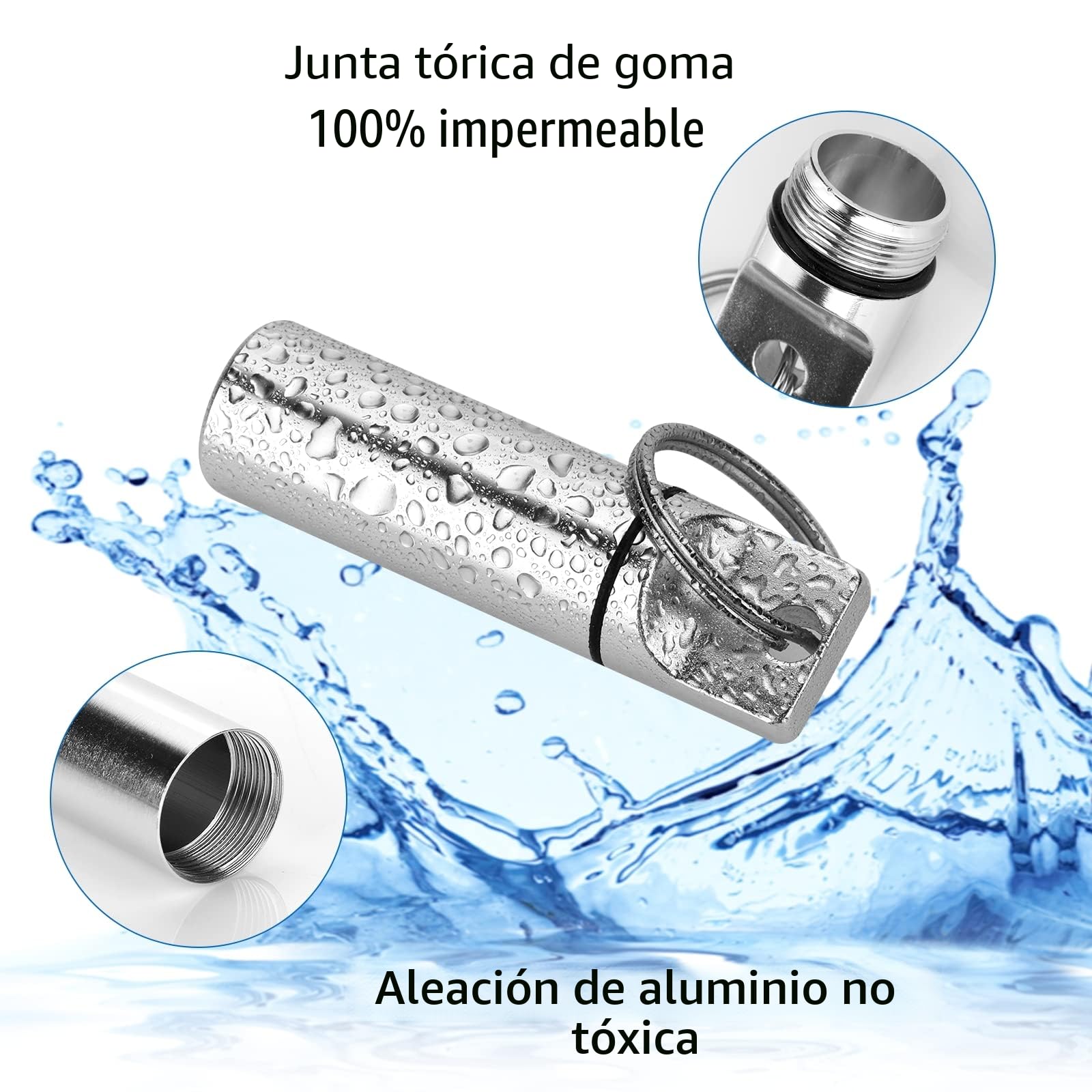 ASTER Paquete de 3 llaveros portátiles para pastillas, de aleación de aluminio, organizador de píldoras pequeño para bolso, resistente al agua,soporte para contenedor de pastillas de bolsillo diario