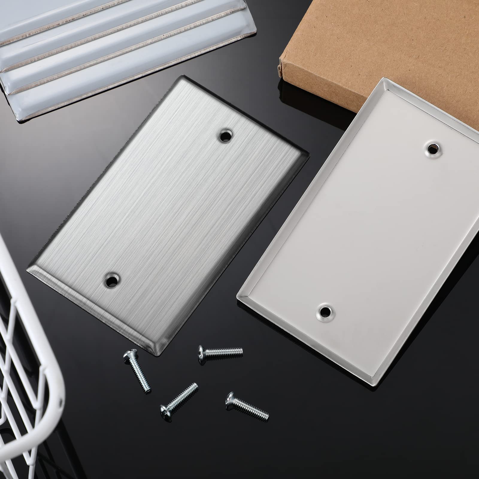 TREEWELL 2-Pack Single Blank Wall Plates, Durable Solid Zinc Alloy Blank Outlet Covers, Decorative Brushed Nickel Wall Plate Cover For Unused Outlets /Switches, Corrosion Resistant