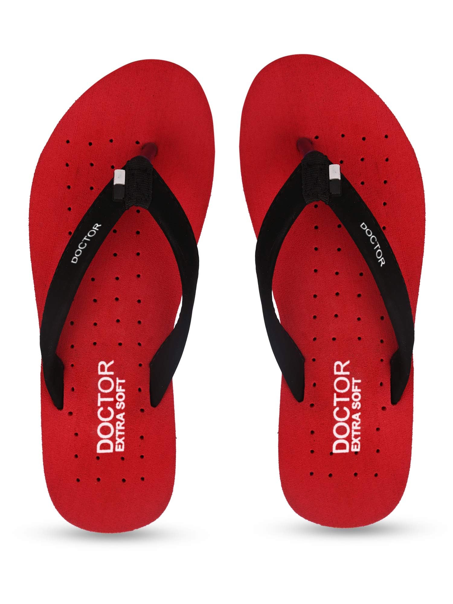 DOCTOR EXTRA SOFT House Slipper for Women's Care Dr Orthopaedic Super Comfort Fitting Flat Cushion Chappal Flip-Flop for Ladies and Girl’s D-19-RED-8 UK