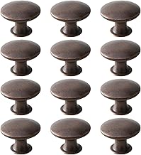 12 Vintage Drawer Knobs, Round Metal Furniture Knobs and Handles with Screws 30 x 21 mm for Dresser Cupboard, Copper