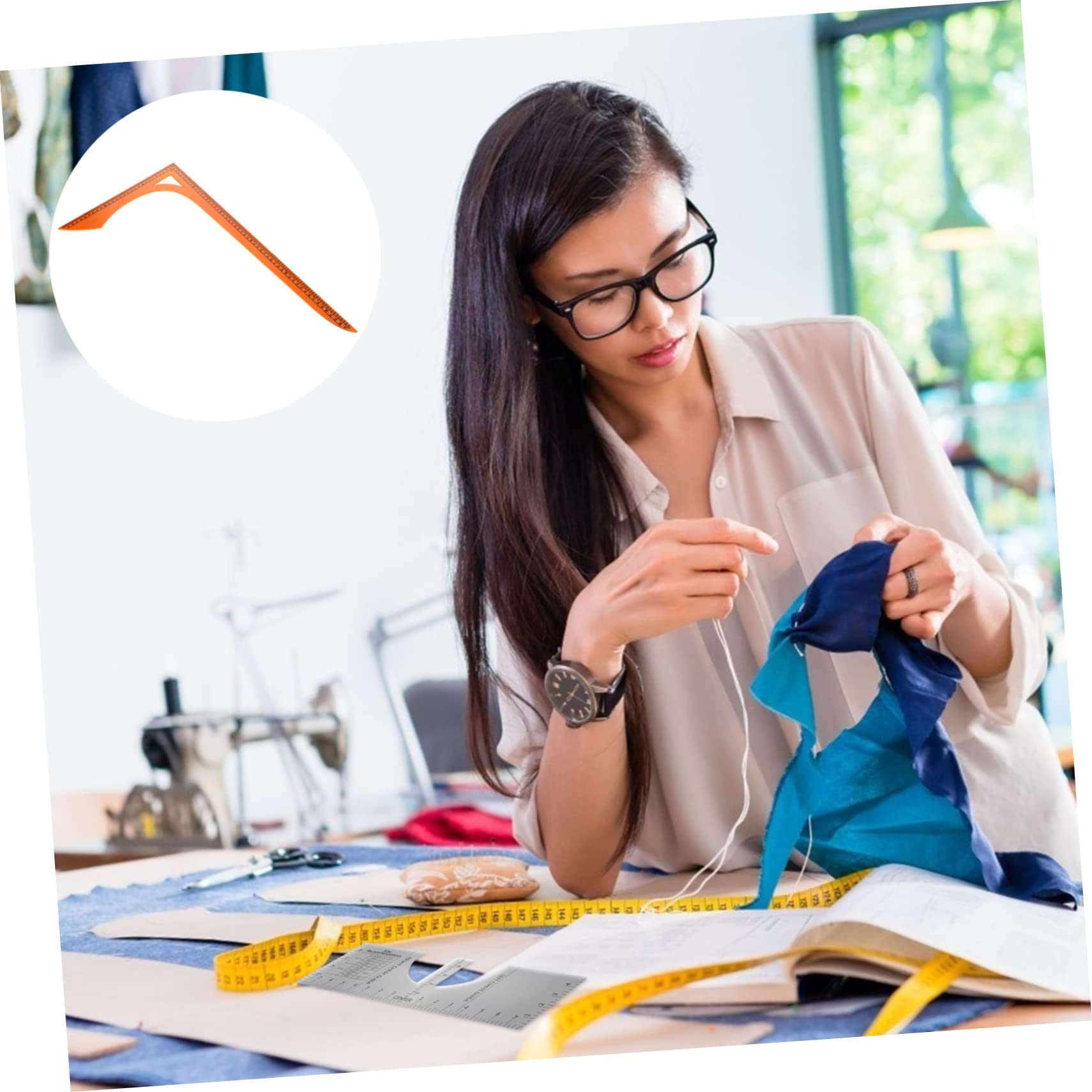 Gatuida Regla de Costura en Forma de L para Confección de Ropa, Plástico Resistente Escala Clara Rebabas para Trabajo Manual y Patchwork