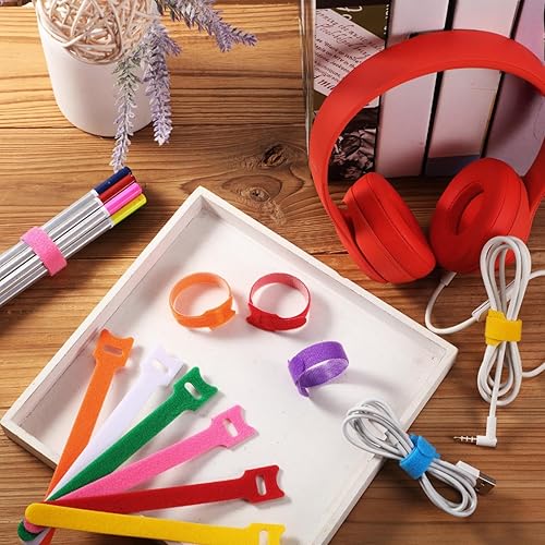 Miniatura 7 de TaoBary 48 etiquetas para cables electrónicos y bridas reutilizables para cables de carga, 24 etiquetas de etiquetas 24 lazos de fijación