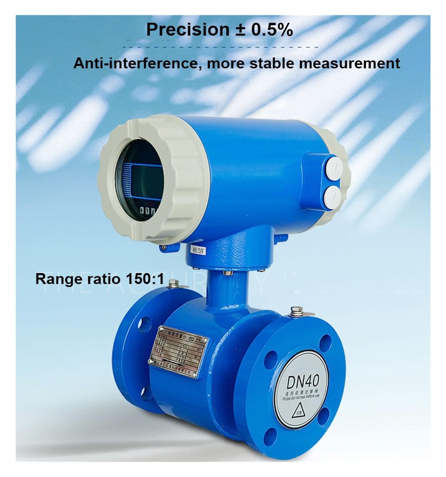 Caudalímetro electromagnético con pantalla digital for tuberías de agua líquida y aguas residuales, 4-20 mA RS485 Lecturas precisas(DN50)
