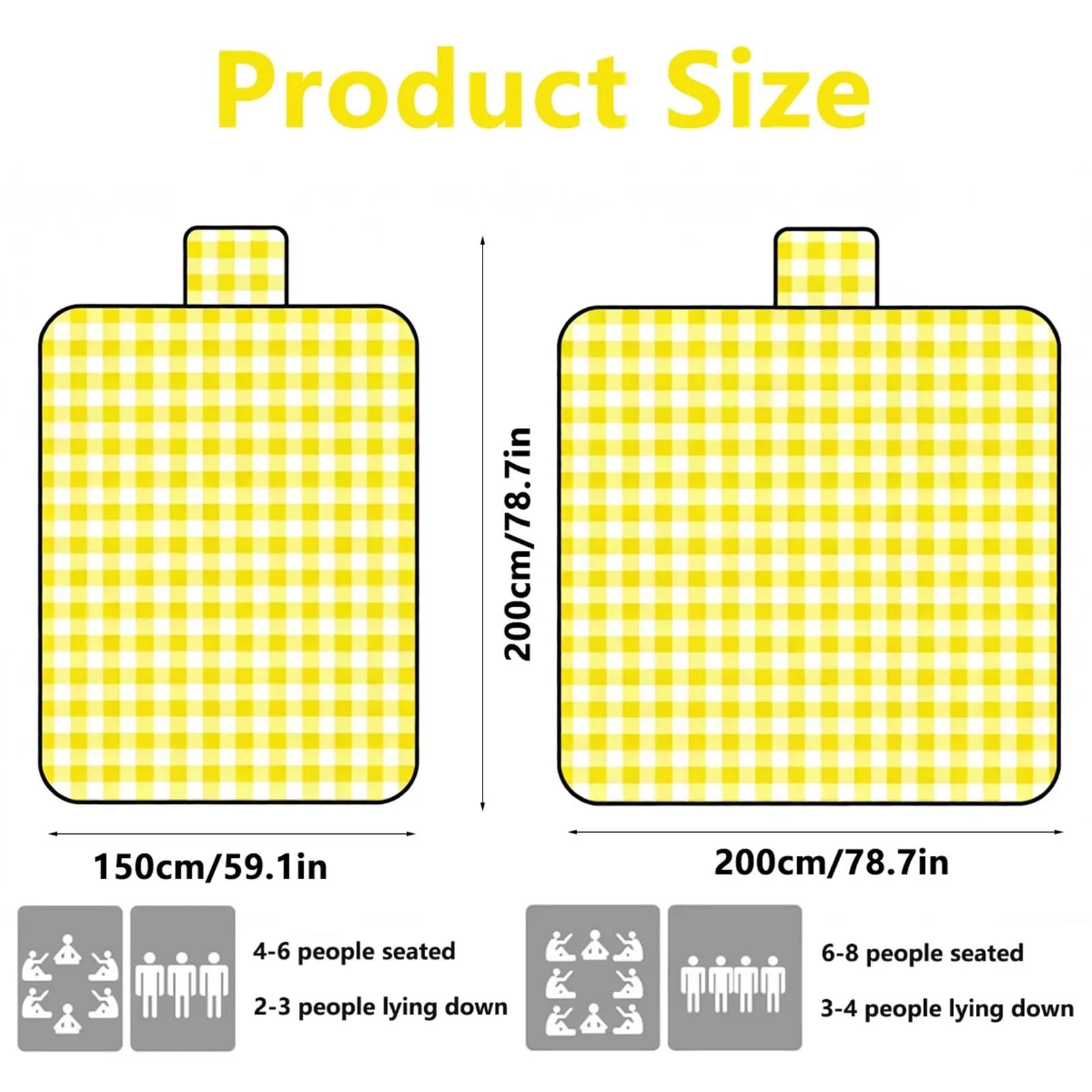 TRALOW - Tapis d'extérieur lavable et portable - Couverture de pique-nique imperméable pour camping, randonnée et plage (vert, 200 x 200 cm)