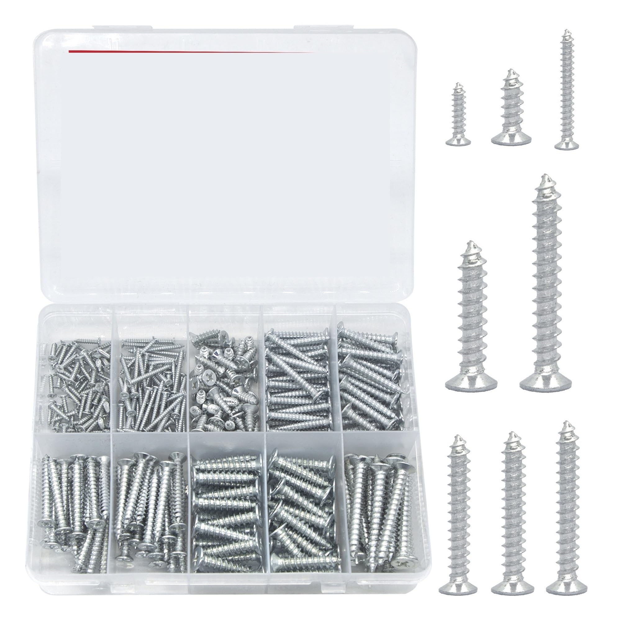 Kit surtido de tornillos de cabeza plana, 335 Uds., juego de puntas, roscado de cabeza plana avellanada empotrada en