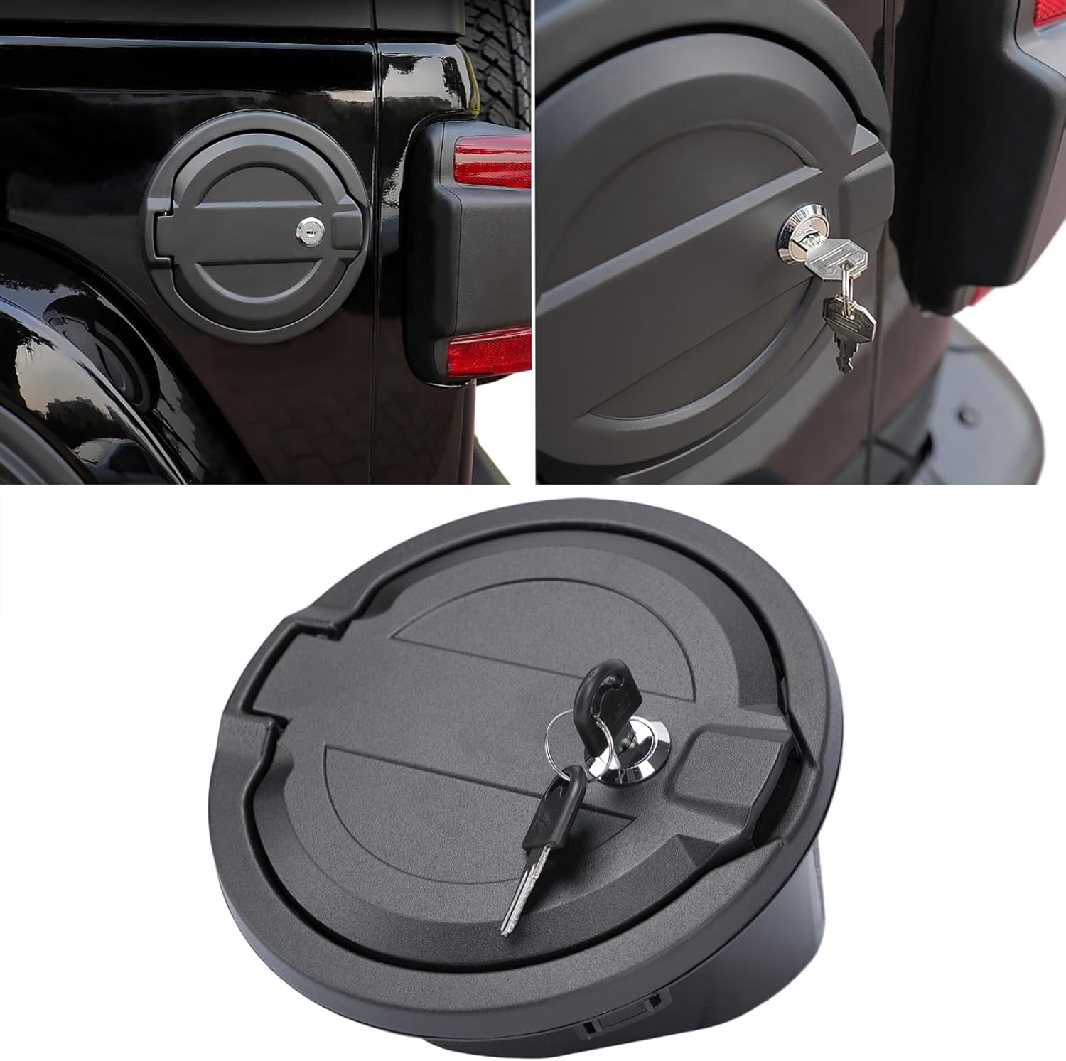 Fuel Filler Door Locking Gas Tank Cap Cover for 2018-2025 Jeep Wrangler JL JLU Sport Rubicon Sahara Unlimited Anti-Theft Fuel Tank Cap with 2 Keys