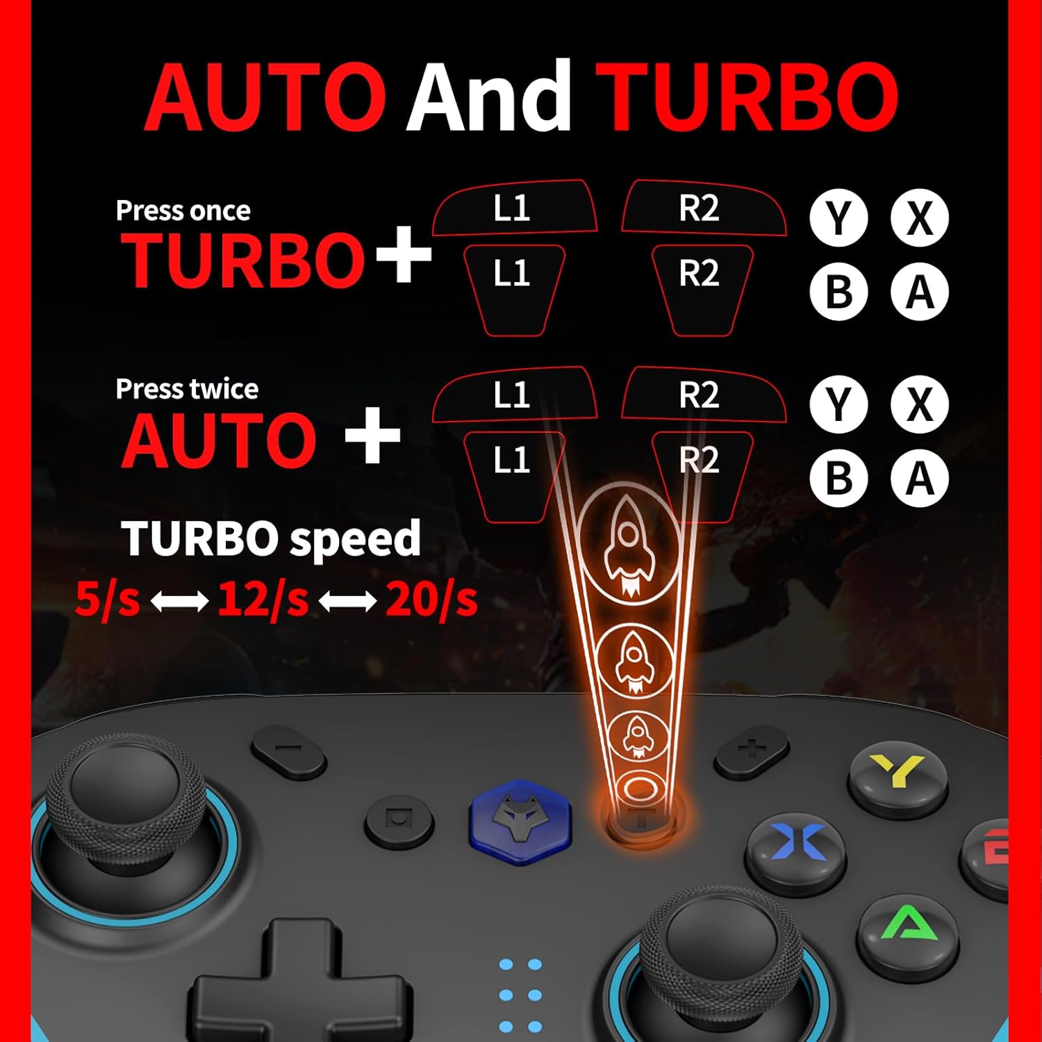 NBCP X8 Bluetooth Wireless Pro Controller Dual Pack, Bluetooth Gamepad for Nintendo Switch/OLED/Lite/Switch 2, PC, Android, iOS - Hall Effect Joystick No Drift, Dual Vibration, Turbo, 2 Back Macro - Image 5