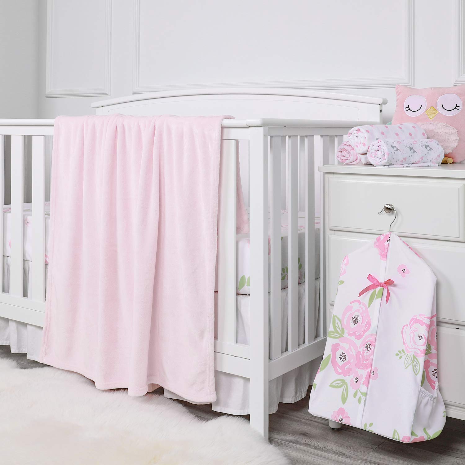 TILLYOU Manta de franela para niños, cálida y acogedora manta de bebé para niños y niñas, manta ligera y suave para ropa de cama, cuna, cochecito, 40 x 50 pulgadas, rosa