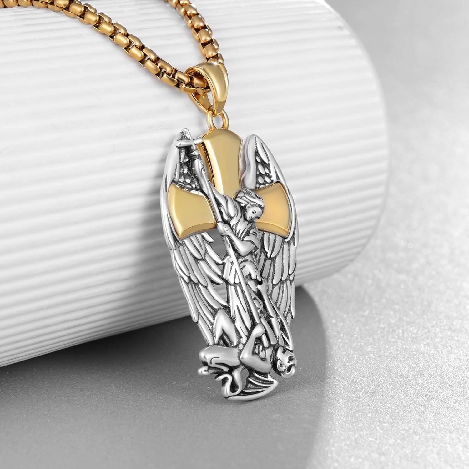 Archangel Michael Necklace 925 Silver Silver St Michael Pendant for Men Women San Miguel Arcangel Amulet Protection Catholic Jewelry Gifts - Image 2