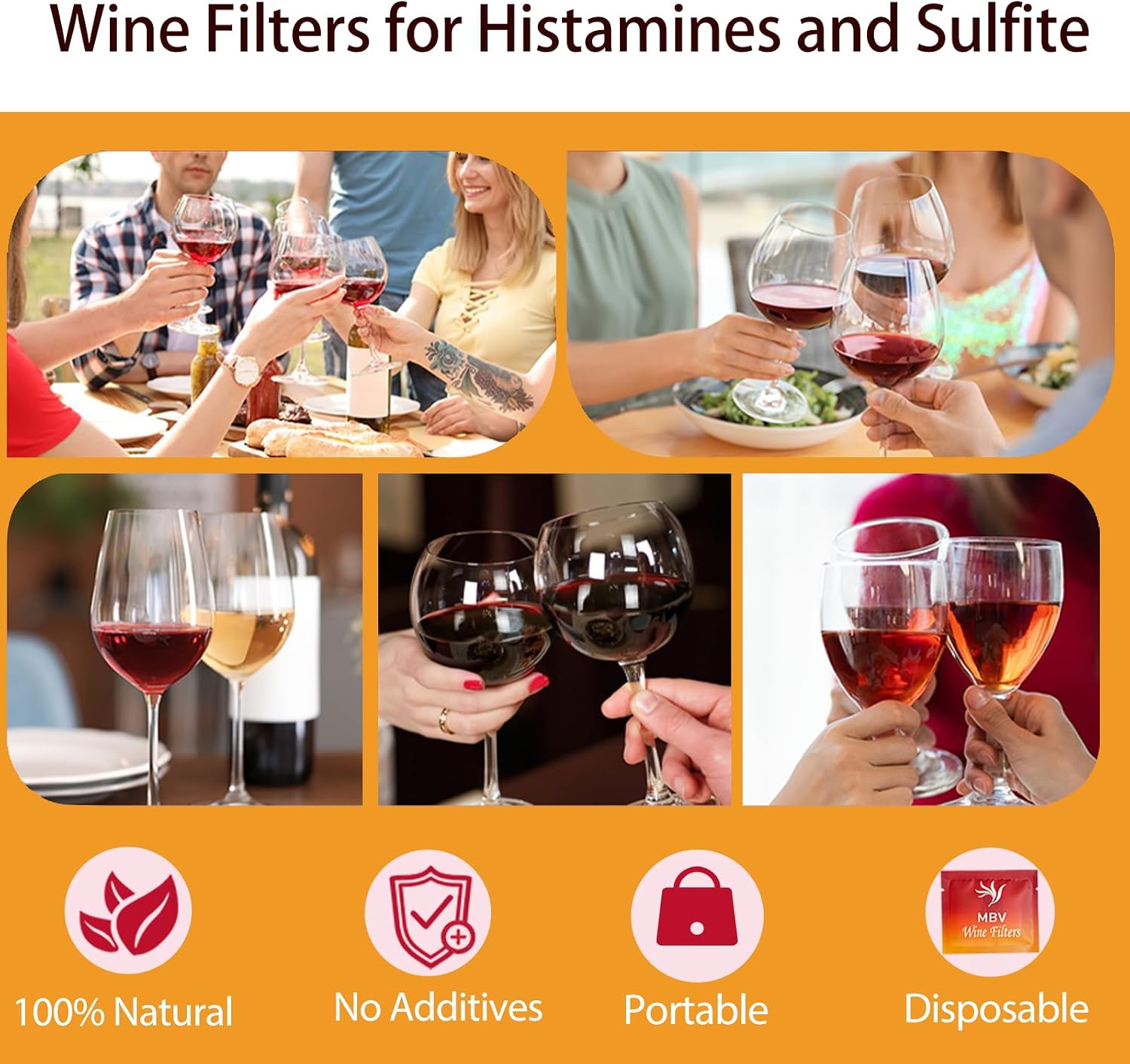 12 PCS Wine Filters, Wine Purifier Wine Filters for Histamines and Sulfite, Wine Sulfite Remover | Wine Filters, Wine Purifier To Remove Sulfite And Histamine, Portable and Effective Gifts for Wine Lovers