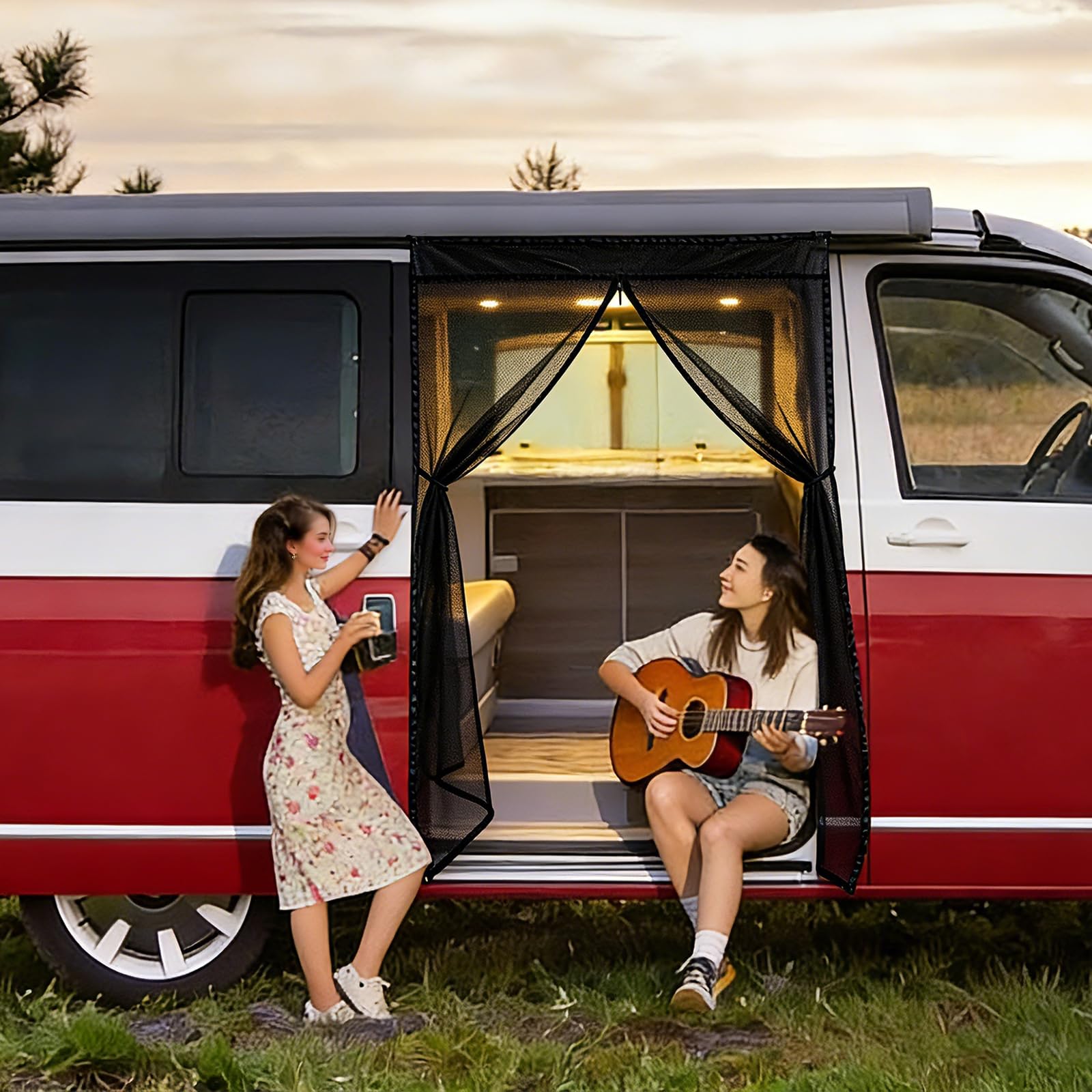 Moustiquaire Magnétique pour VW T5 T6 Porte Coulissante | NIGOOLATA Moustiquaire Van Aménagé Filet Anti-Moustiques et Protection Solaire pour Camping