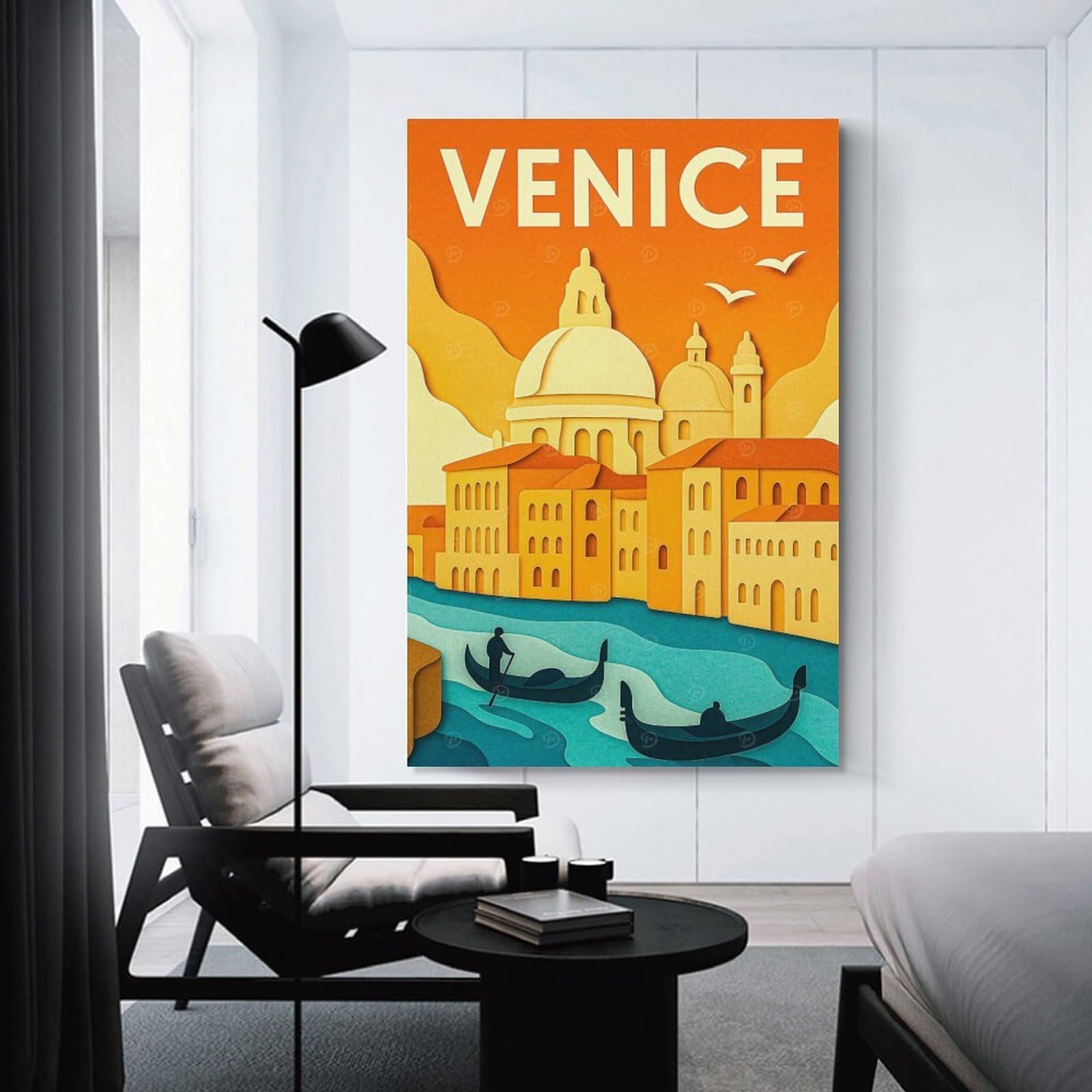 Junmoney Venice Travel (2) Canvas Wall Decor, 20x30inch(50x75cm), for New Homes, Bedrooms Or Workspaces, Gift Idea for Housewarming And Birthdays