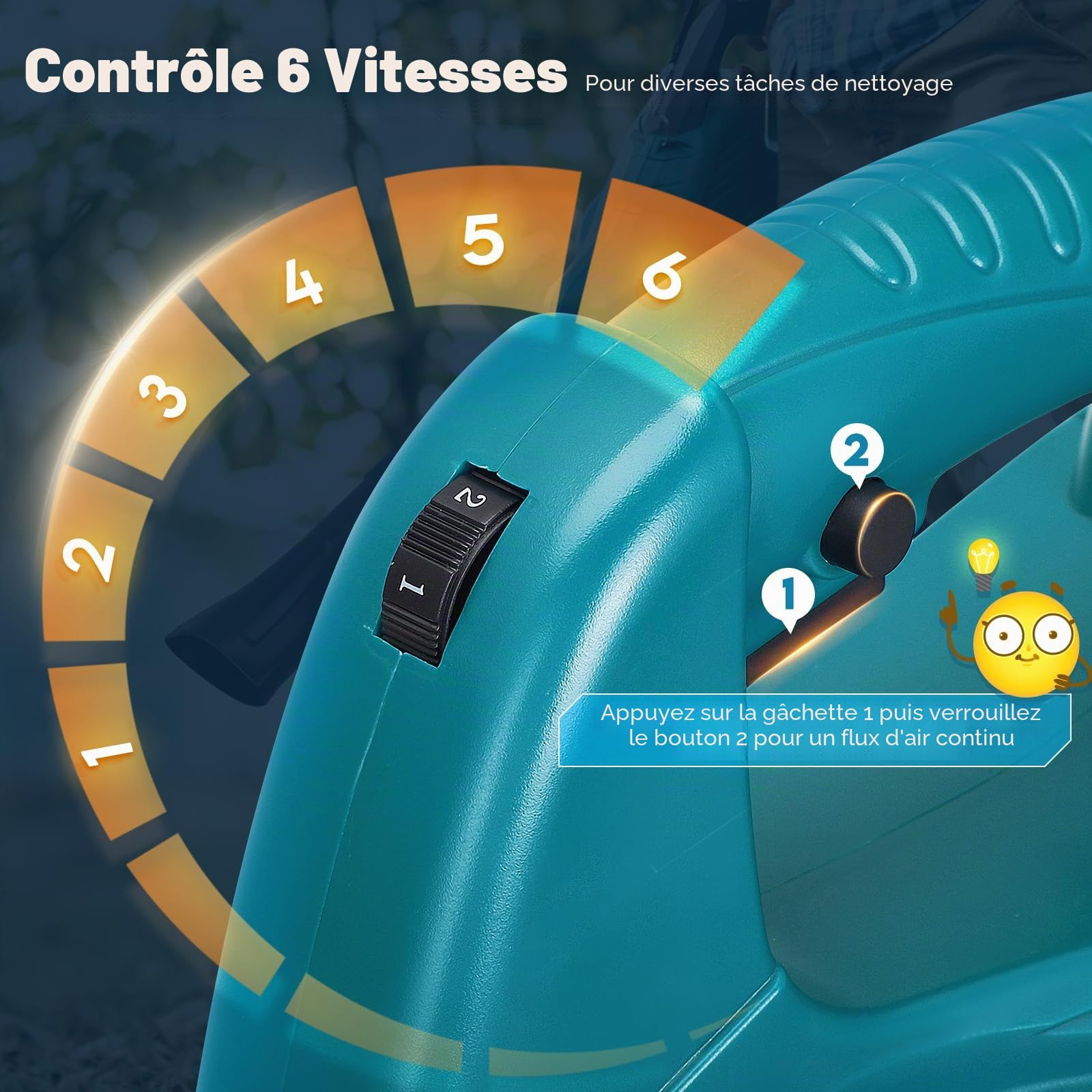 Souffleur à poussière électrique compatible avec batterie Makita 18 V, 6 réglages de vitesse jusqu'à 297 km/h, grand volume pour la construction, la maison, le jardin, l'entretien de la pelouse