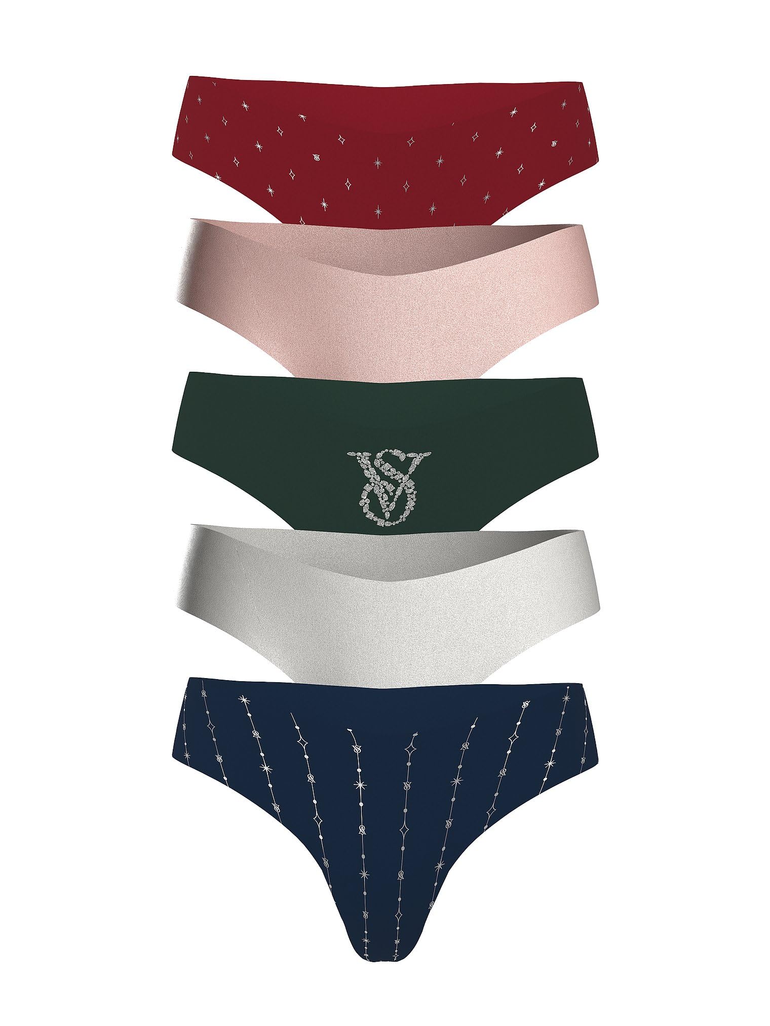 Victoria's Secret Women's No Show Thong Underwear, Panties for Women, Multi Pack (XS-XXL): Small Solid & Dot Mix