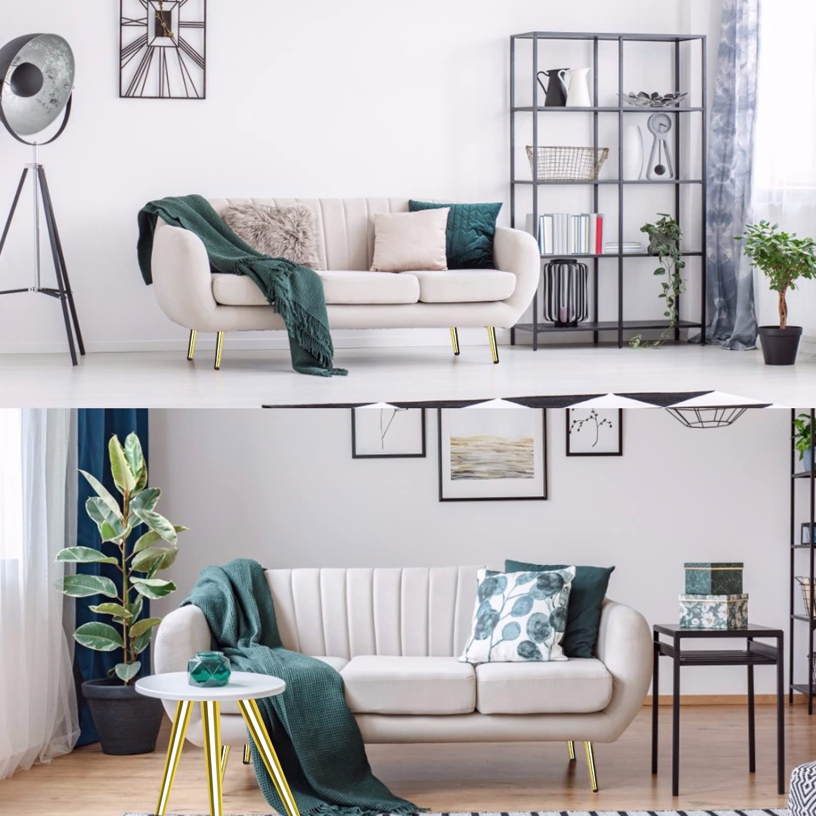 8 Inch Gold Furniture Legs Set of 4, Mid Century Table Legs Gold Chair