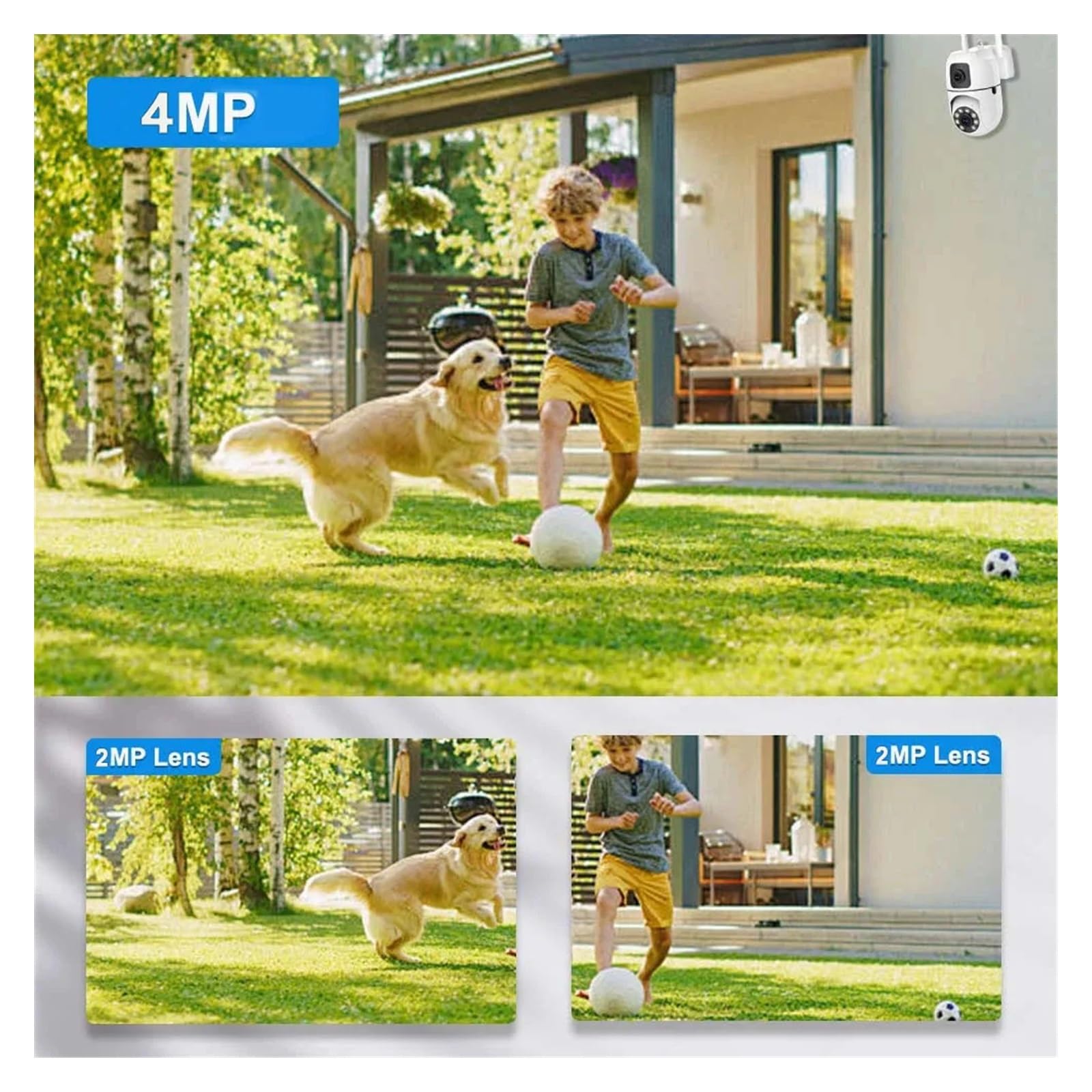 Kamera IP 4MP z podwójnym obiektywem WiFi Bezprzewodowa ochrona wewnętrzna Połączenie Bluetooth Kamery do monitoringu CCTV PTZ,Spokój ducha zawsze(4MP Add 128G SD)