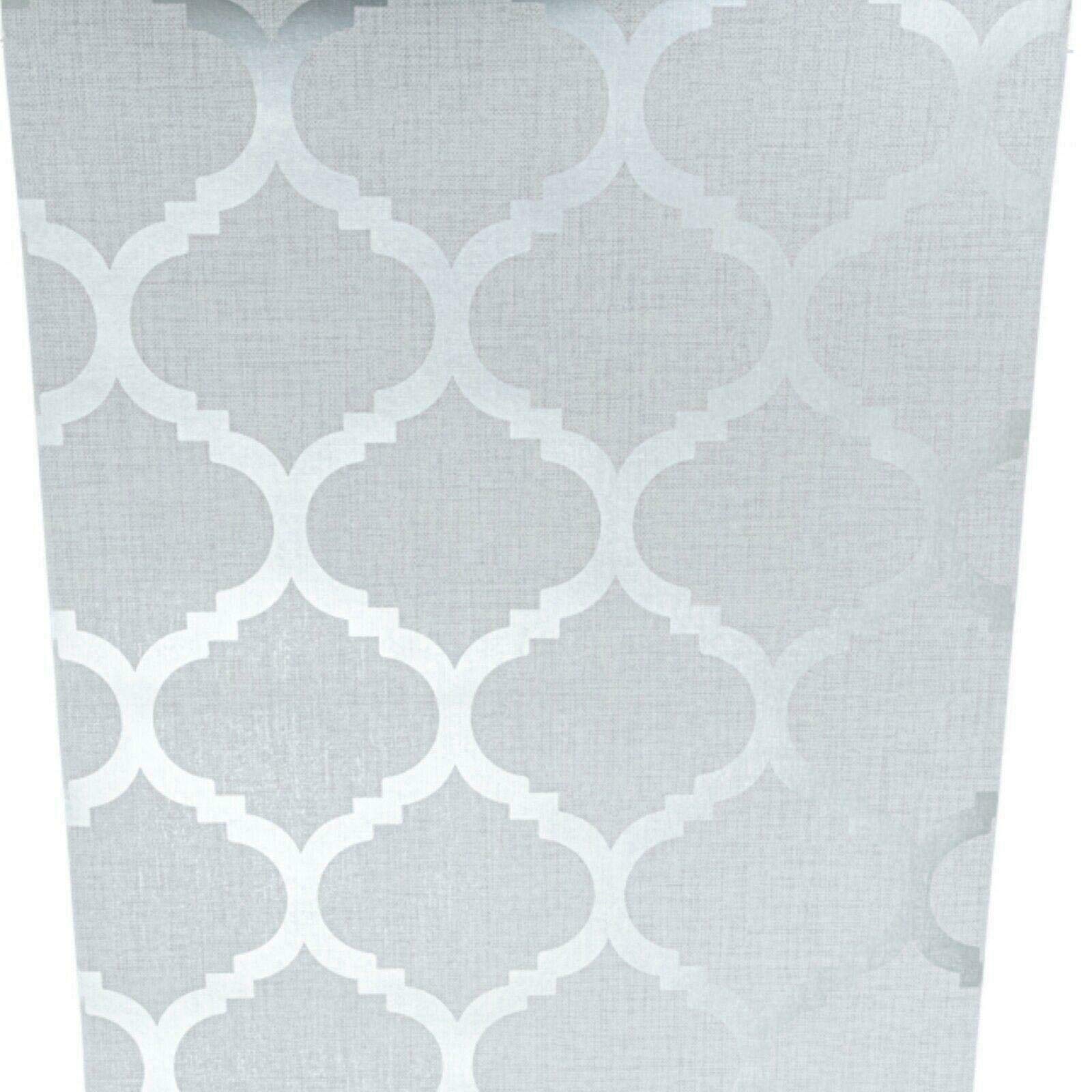 Light Grey Wallpaper Trellis Geometric Metallic Silver Feature Wall