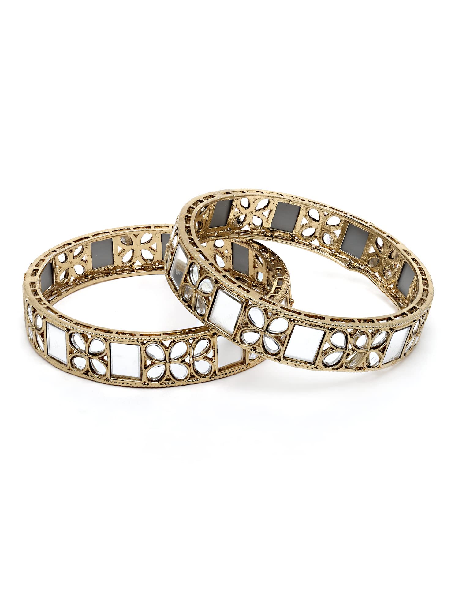 See full amazon price history chart for Karatcart Set of 2 Antique Gold Plated Floral Kundan Mirror Work Bangles for Women Karatcart Set of 2 Antique Gold Plated Floral Kundan Mirror Work Bangles for Women (B0B4K2CF9H) Amazon Price History, Amazon Price Tracker