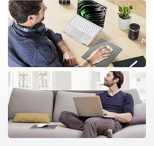 Miniatura 7 de HONKID Alfombrilla de mouse de metal de aluminio, delgada y rígida de doble cara, impermeable, control rápido y preciso, alfombrilla de mouse para