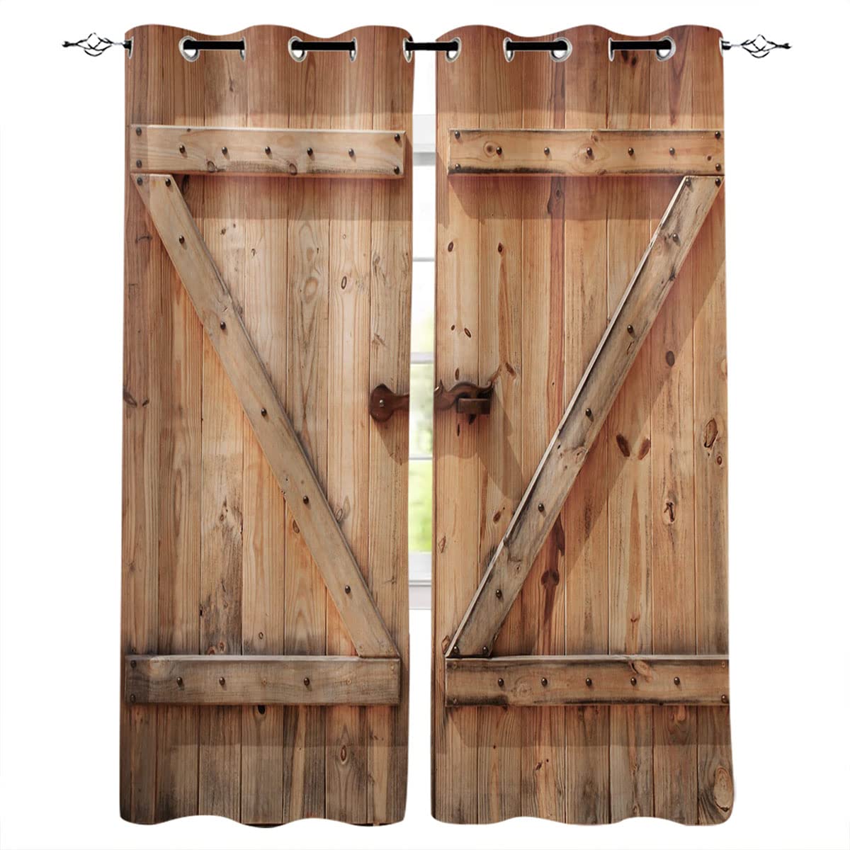 Tende Rustiche Per Porta Finestra – 2 Pannelli Blu E Grigi 106x160 Cm – Oscuranti, Con Tasca Porta Asta - 2