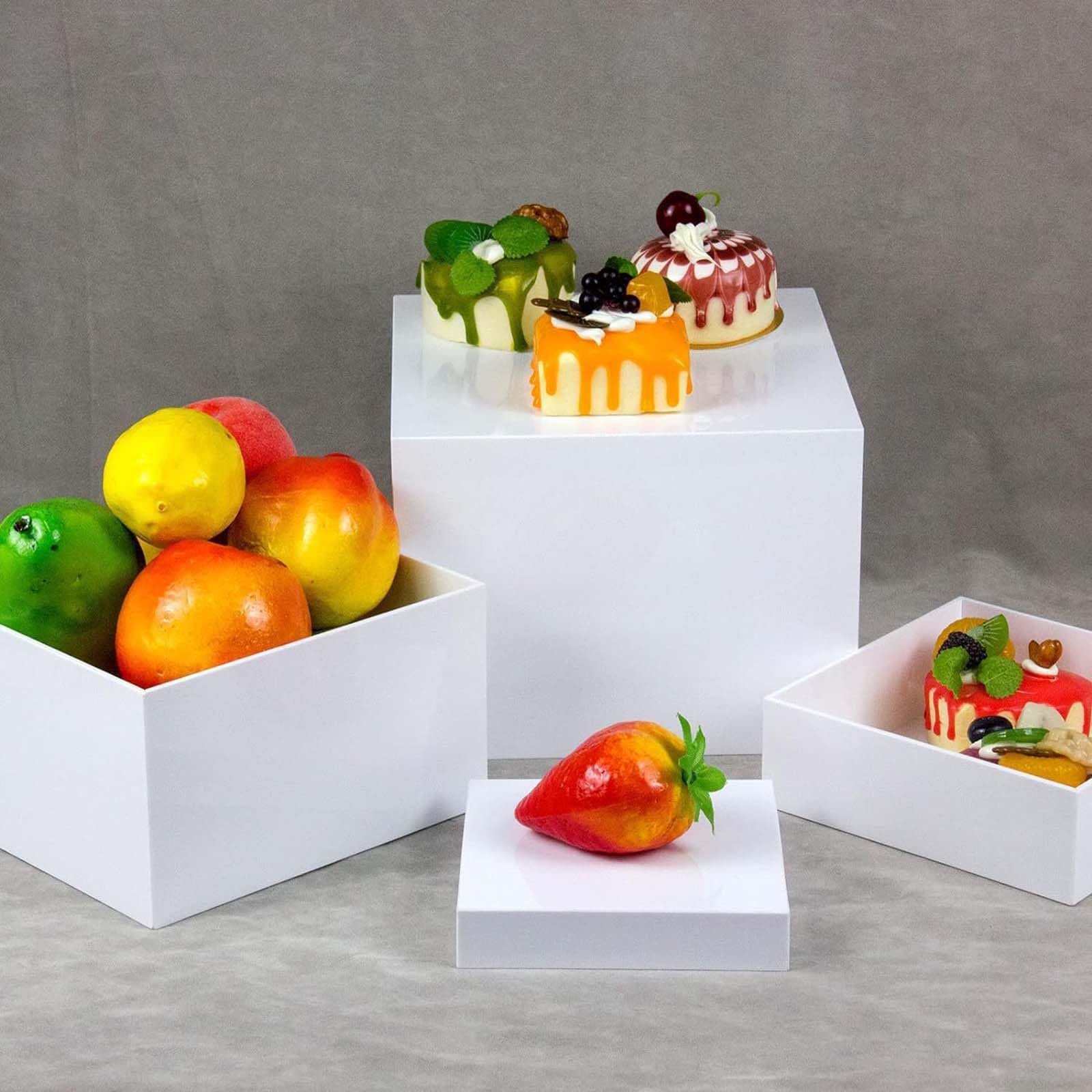 4 alzate per buffet in acrilico ckable, espositori cubici per tavoli, decorazioni per compleanni, ascensori per servire eventi, ideali per dessert e dolcetti