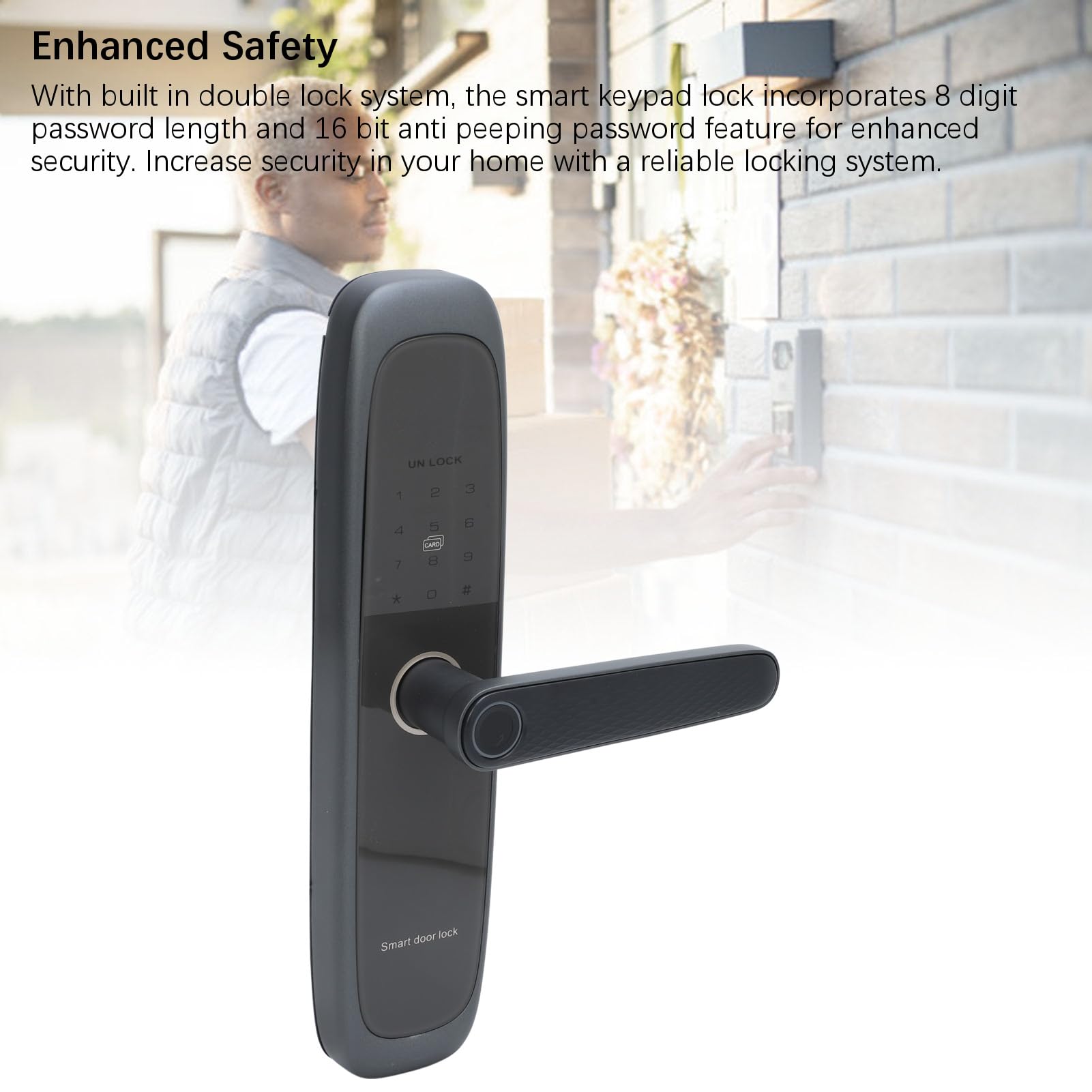 Tastiera con impronta digitale Serratura della maniglia della porta Serratura elettronica con ingresso senza chiave intelligente con controllo app Accesso di emergenza a sicurezza (6068)