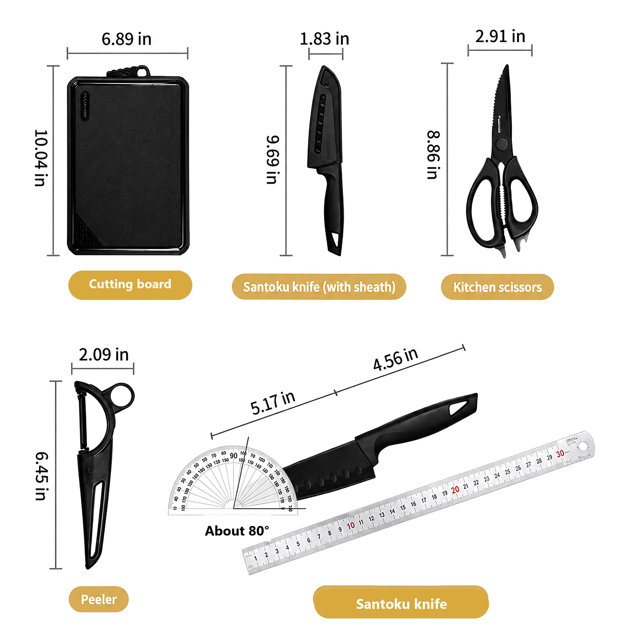 Camping Kitchen Knife Set - 4 Piece Portable Tool Set -9