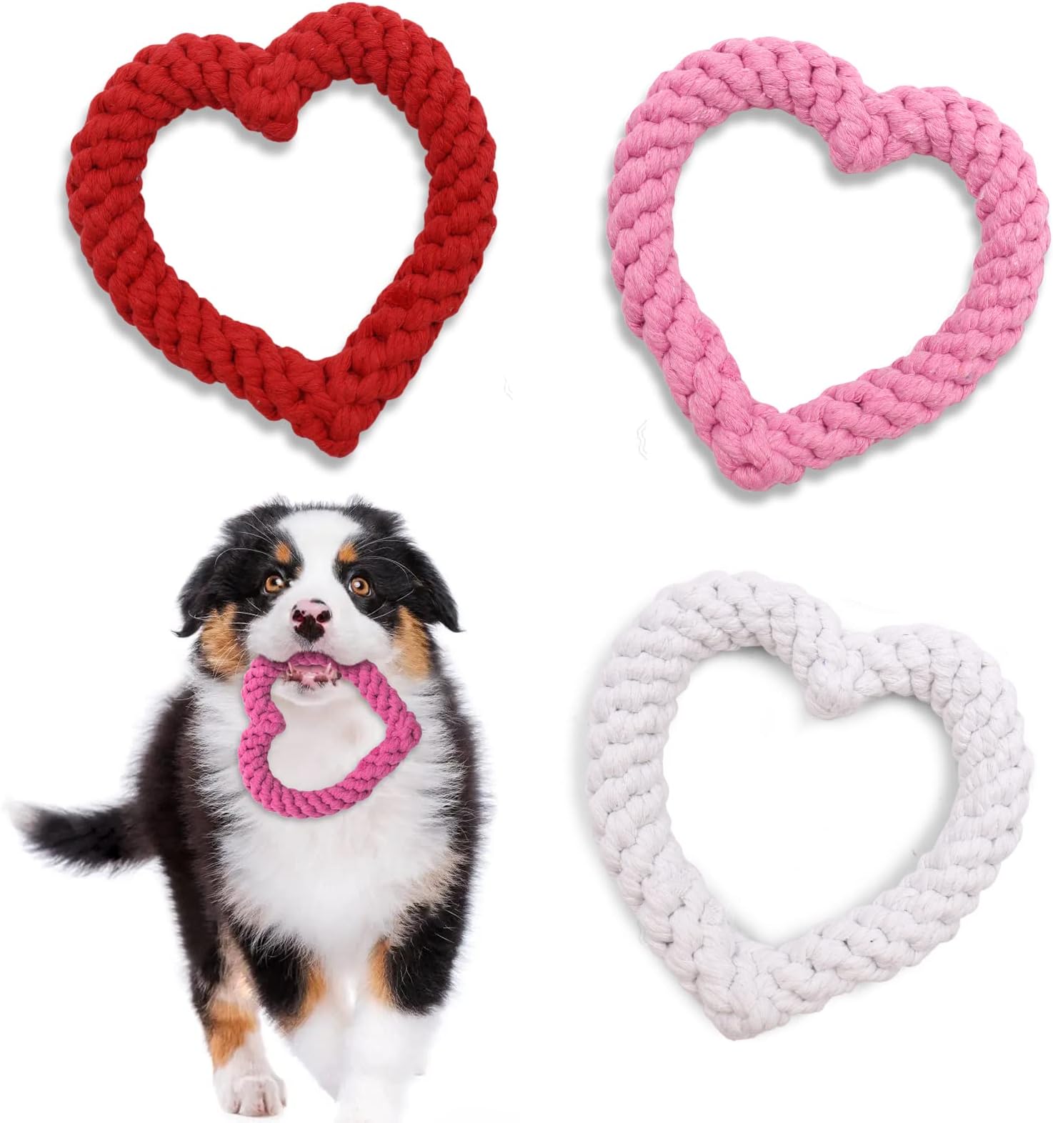 Pet Supplies Mudder 2 Pieces Valentine's Day Heart Shaped Rope Dog