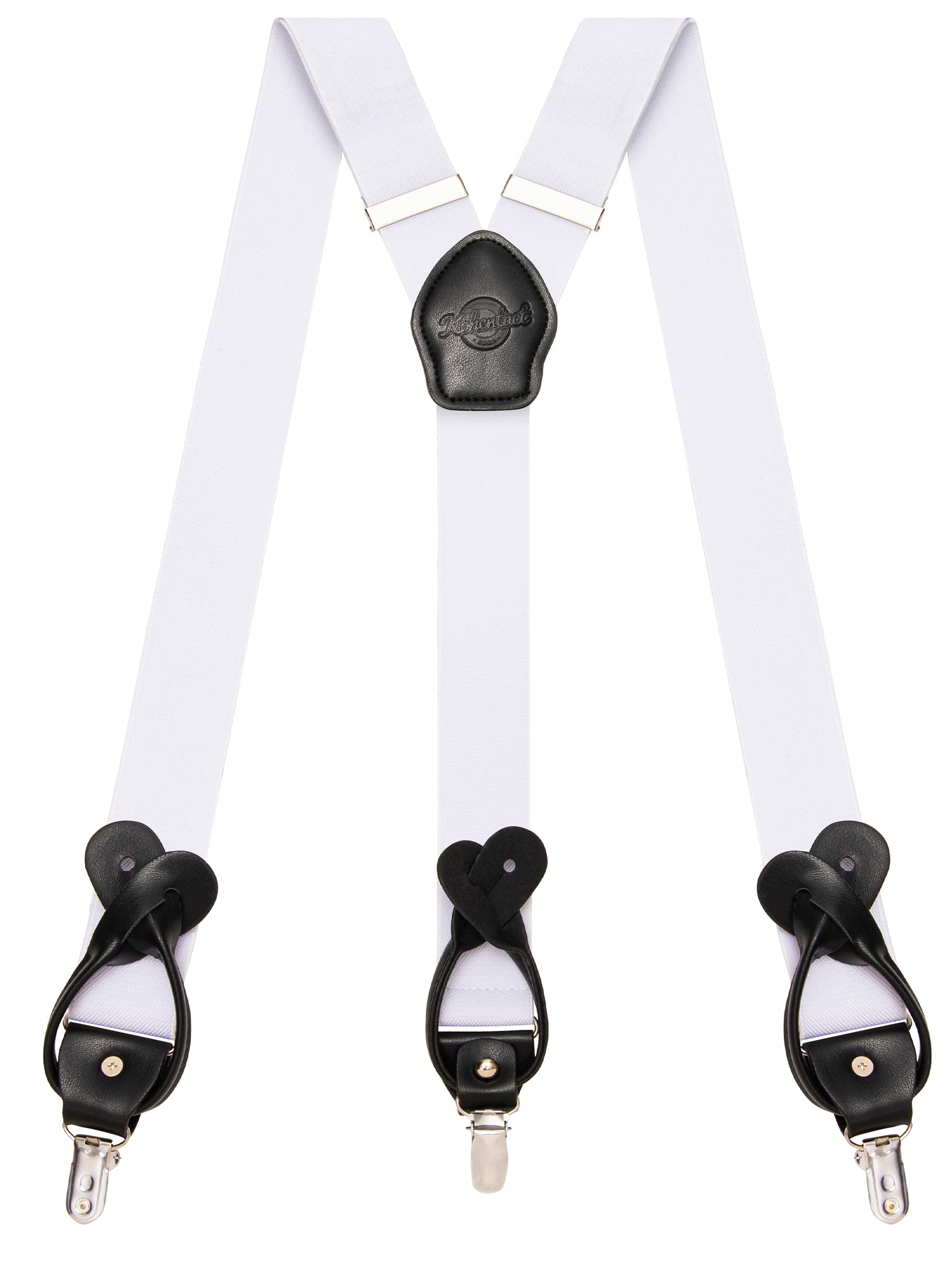 Suspenders for Men with Clip &amp; 6 Buttons 1.4in Y-Shape Stainless Steel