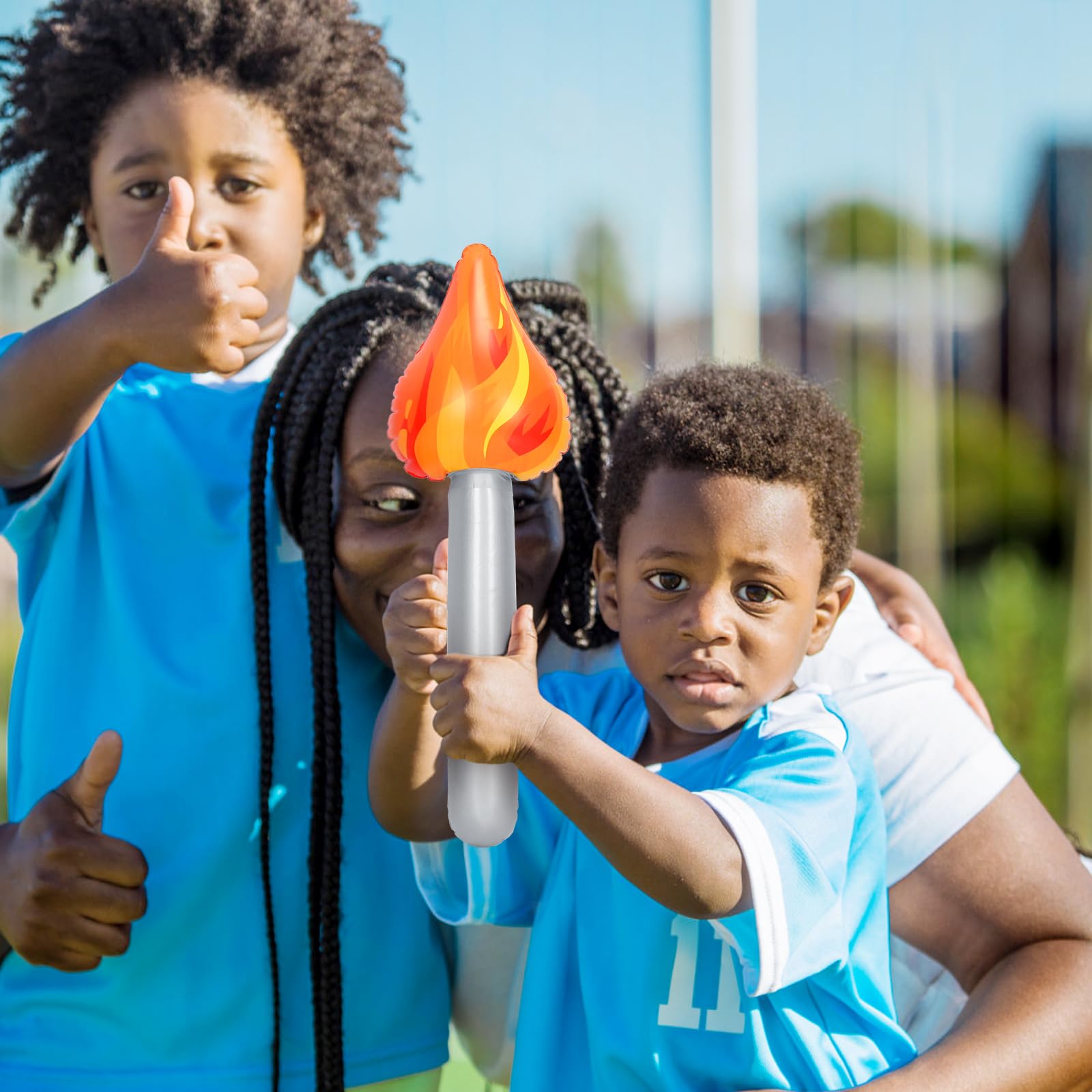Flamme Olympique Gonflable 2024 - 4 Torches + 3 Médailles Or/Bronze Pour Fêtes Et Événements