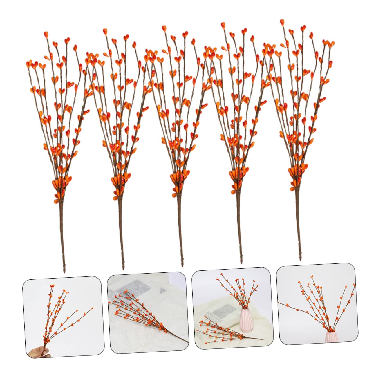 Cabilock 15pezzi Rami Di Bacche Artificiali Per Decorazioni Natalizie Bacche Fittizie Per Composizioni Floreali e Centrotavola Per Ringraziamento